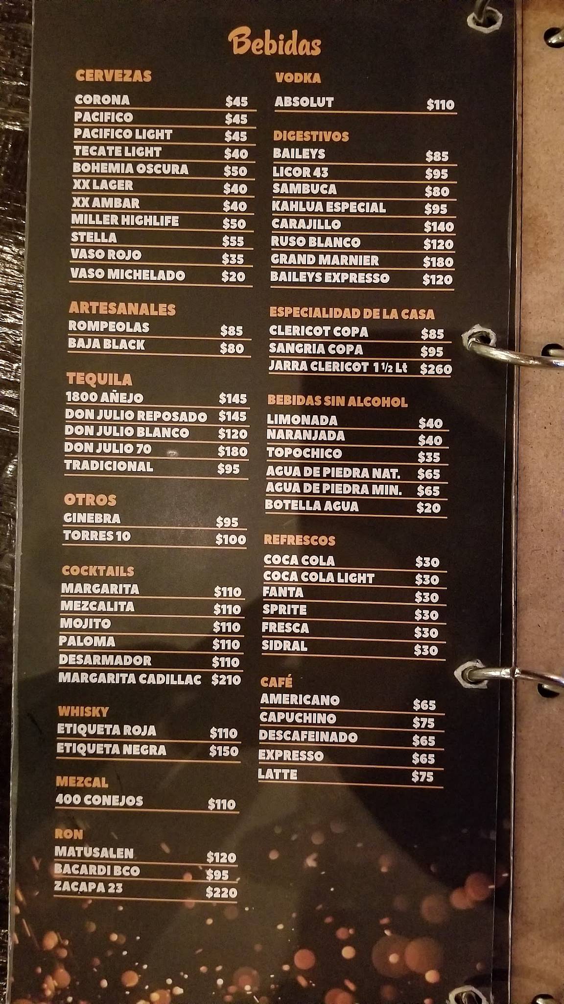 Carta de Restaurante Brasa Viva