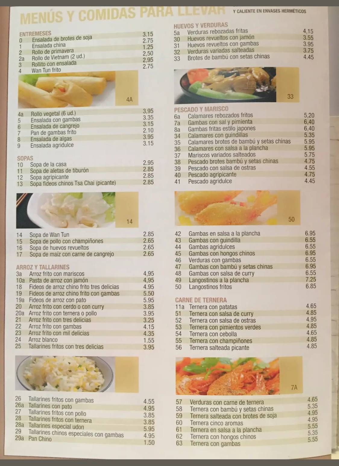 Restaurante CHE KIANG menu