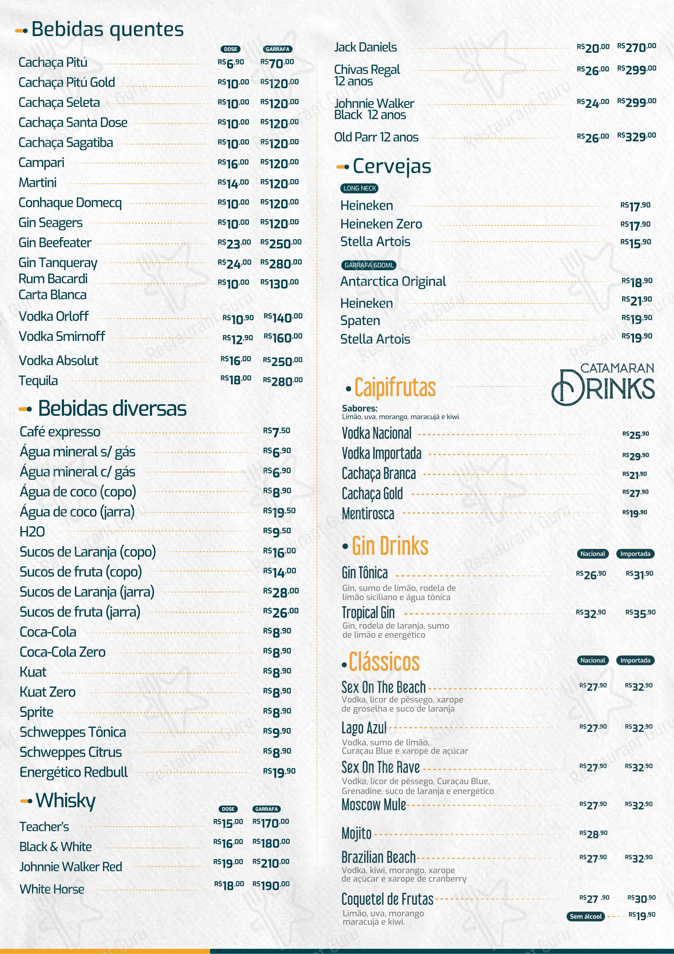 Restaurante Catamaran - Menu