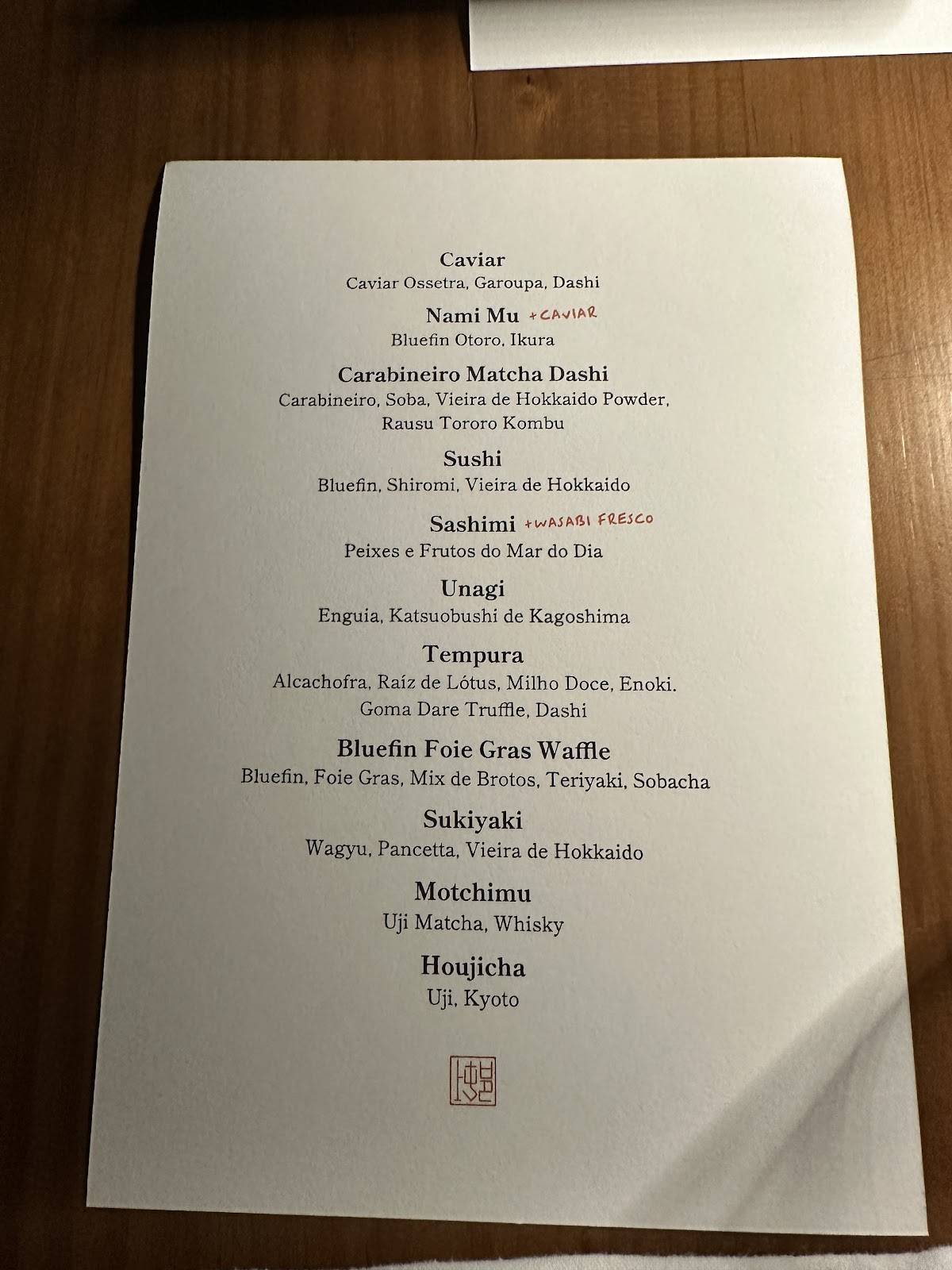Restaurante Murakami cardápio