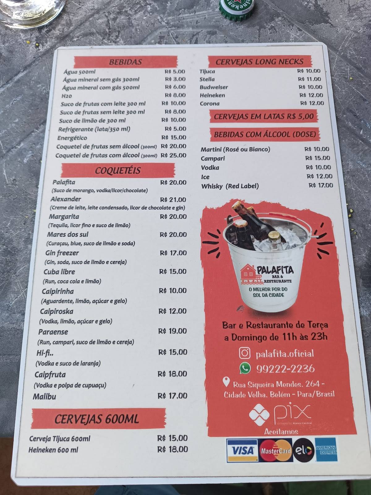 Restaurante Palafita cardápio