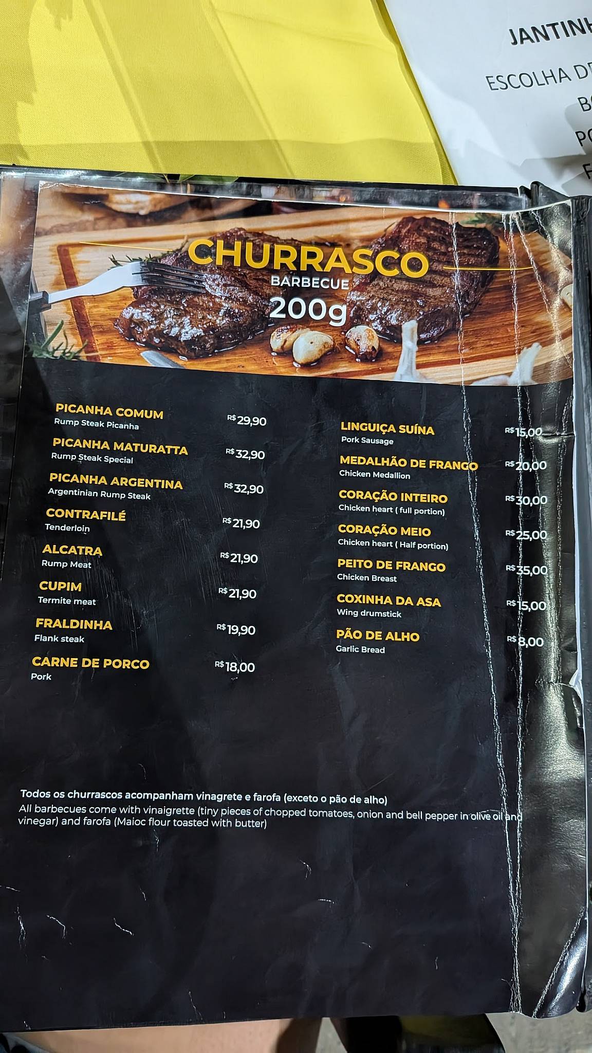 Restaurante e Churrascaria 367 cardápio