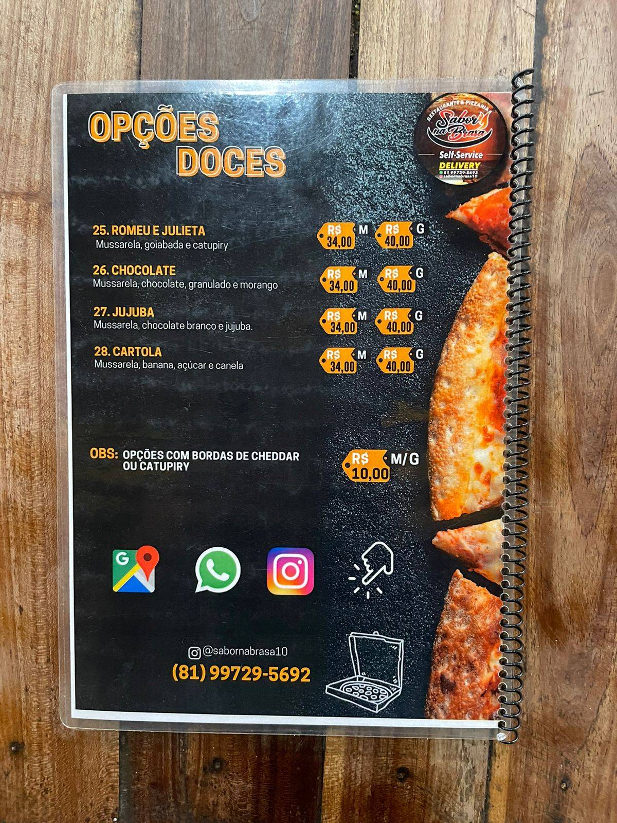 Restaurante e Pizzaria Sabor na Brasa cardápio
