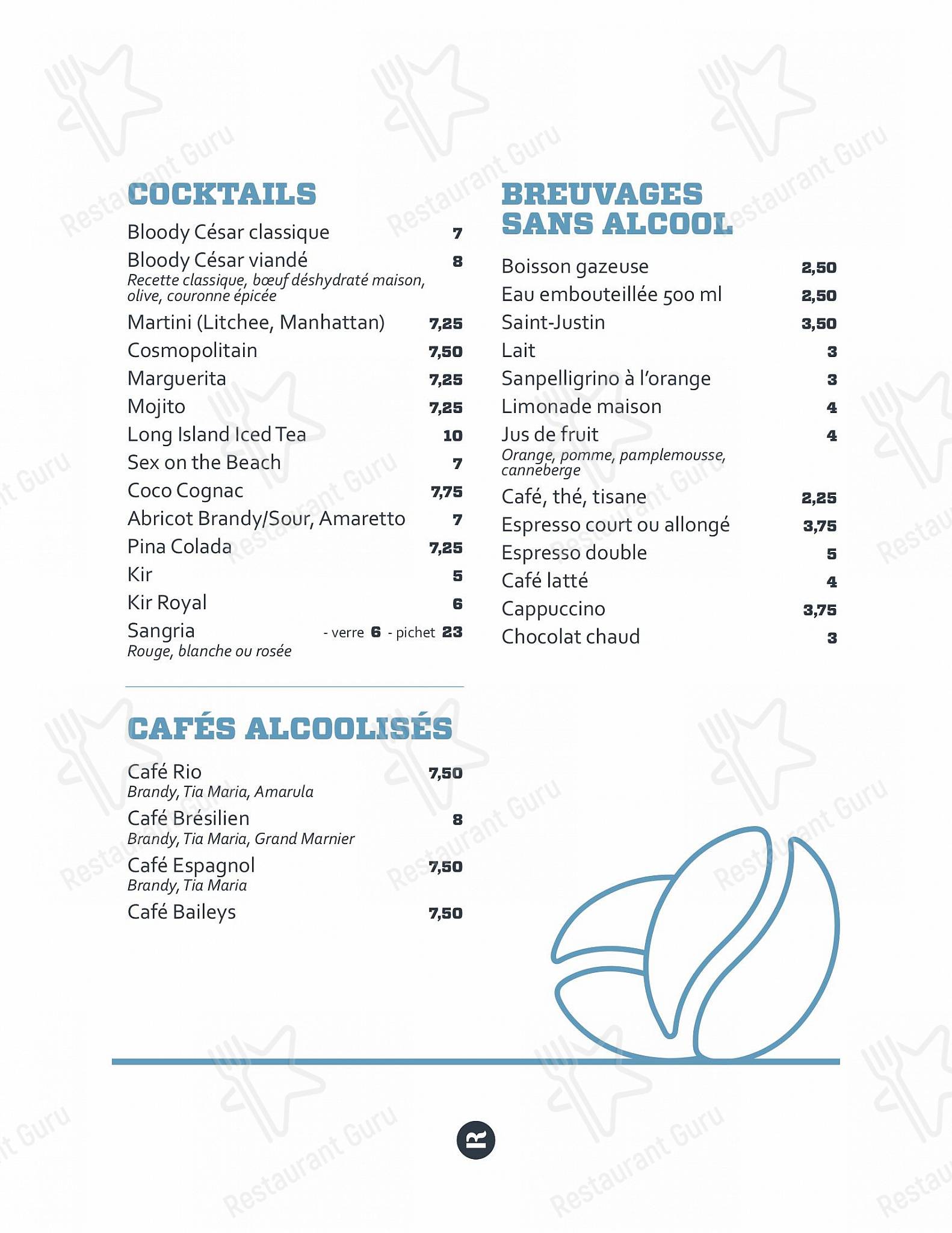 Menu bar pour Resto Rio dans Batiscan