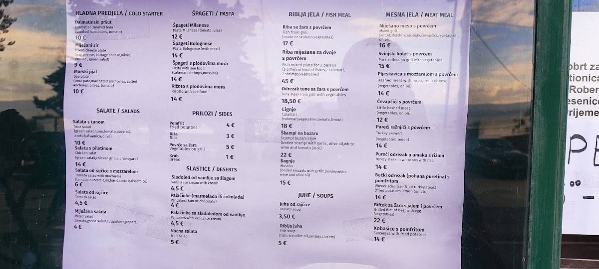 Menu di Restoran Astoria 