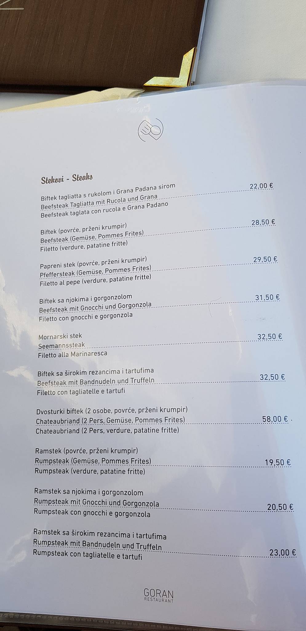 Menu di Restoran Goran 