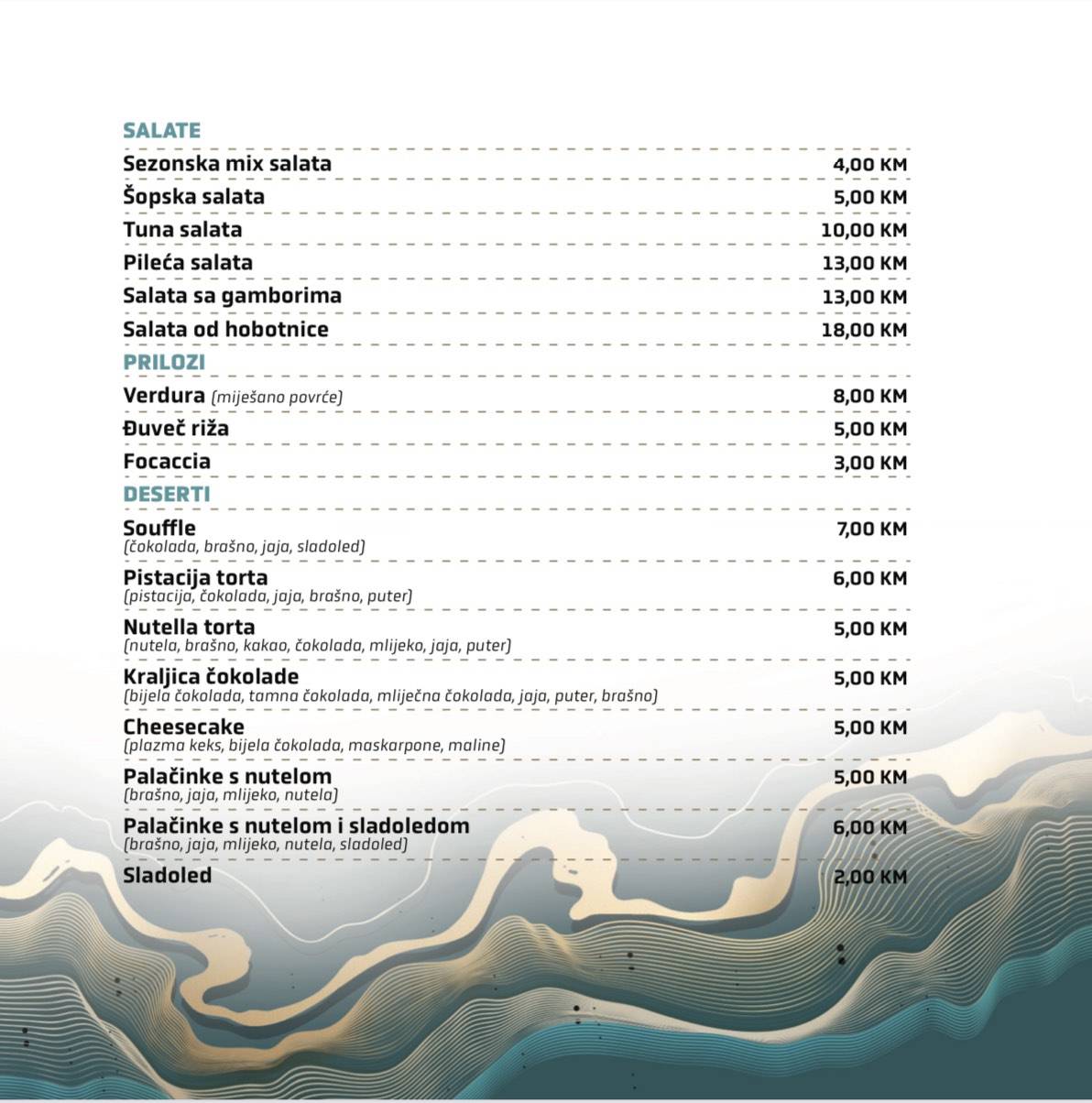 Menu at Restoran Insula restaurant, Bihać