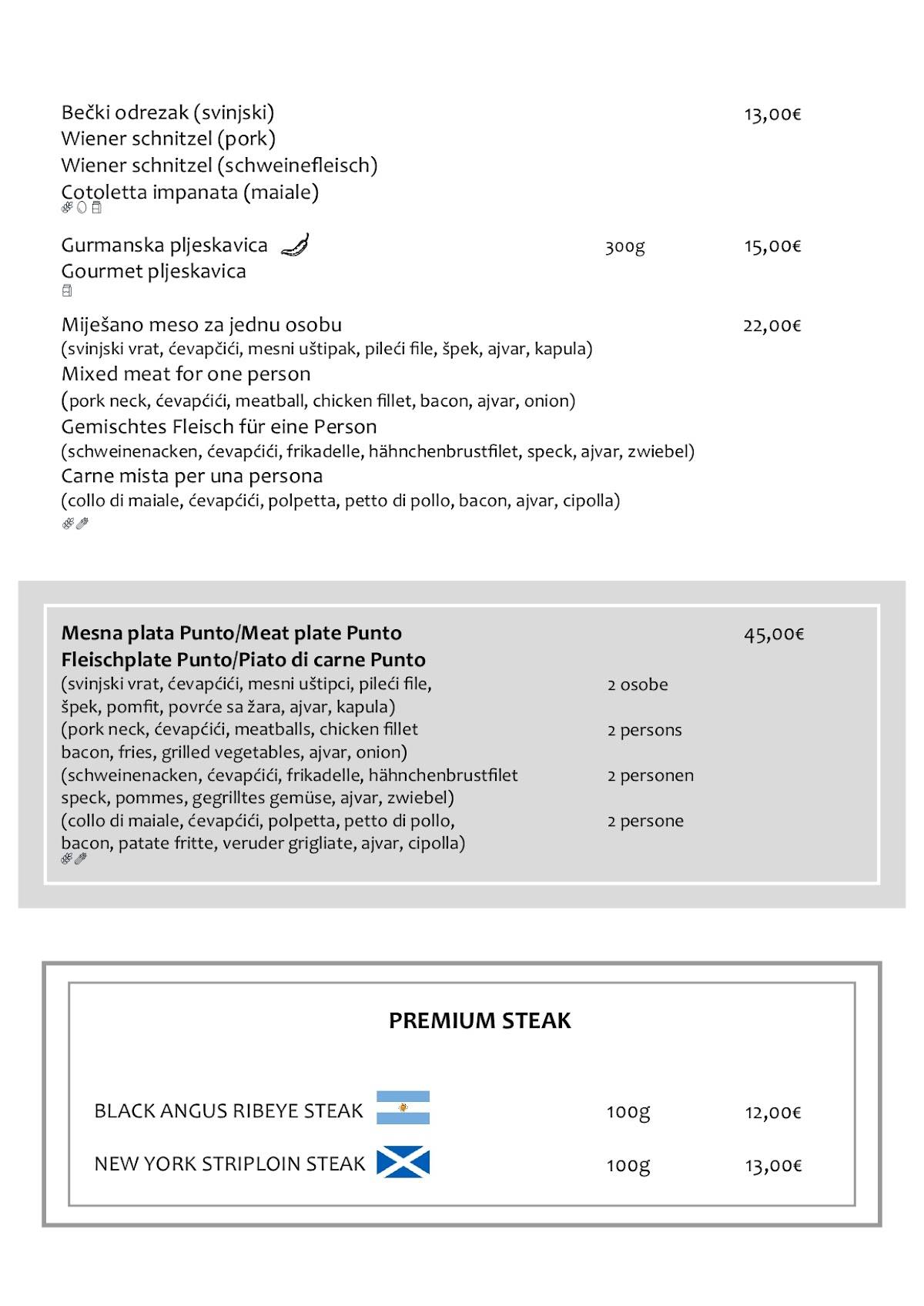 Menu di Restoran Punto 