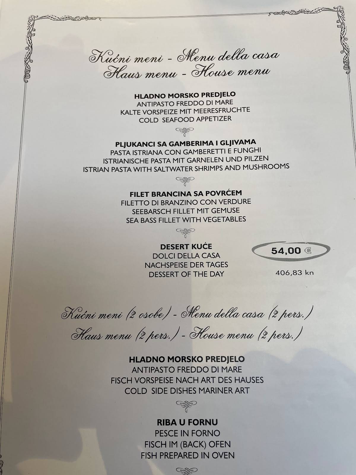 Menu di Restoran Santa Croce 