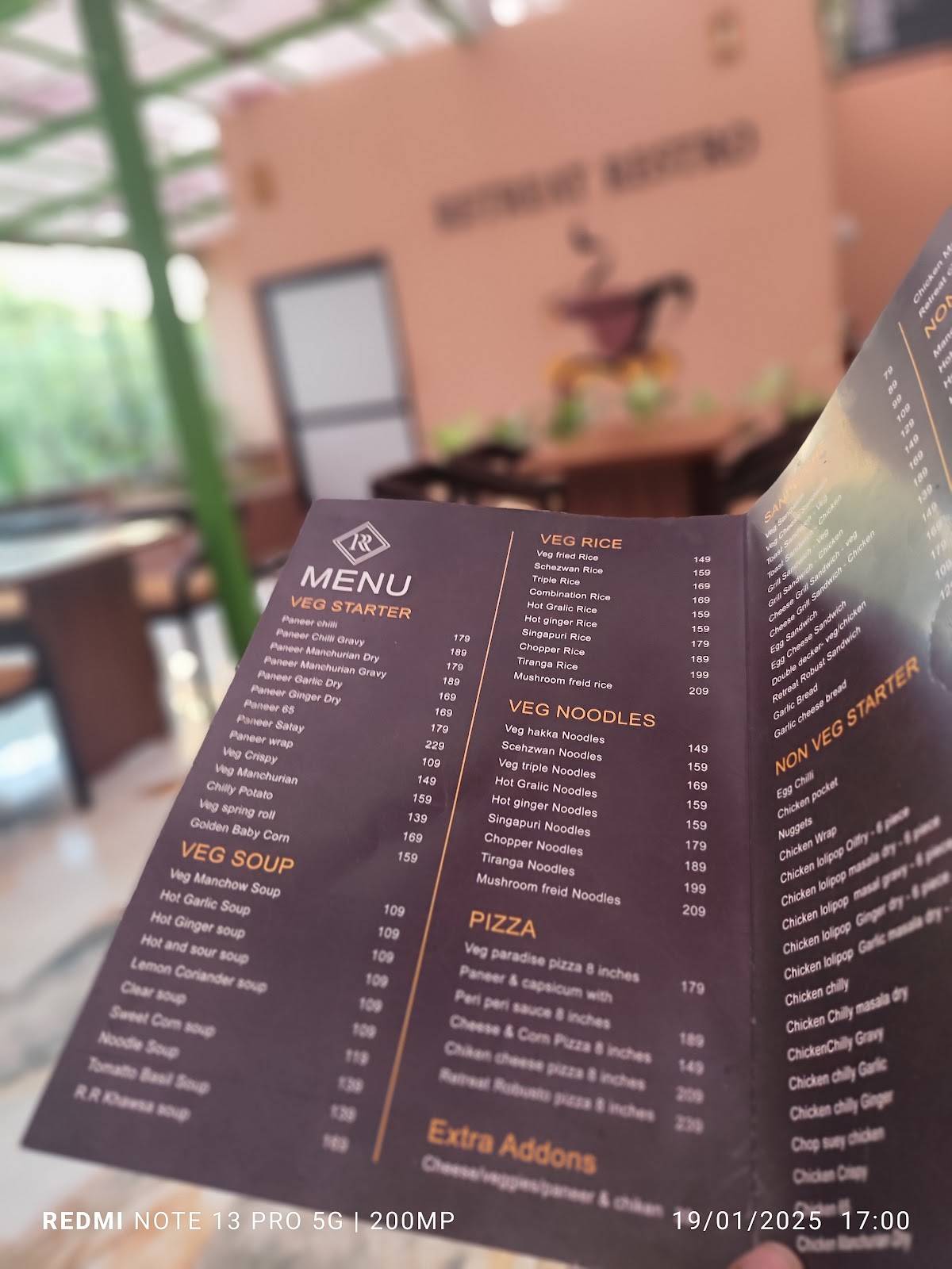 Retreat Restro menu