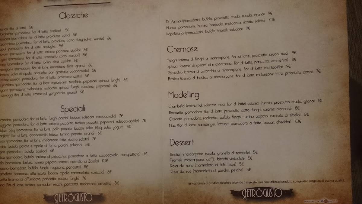 Menu di Retrogusto 2.0 