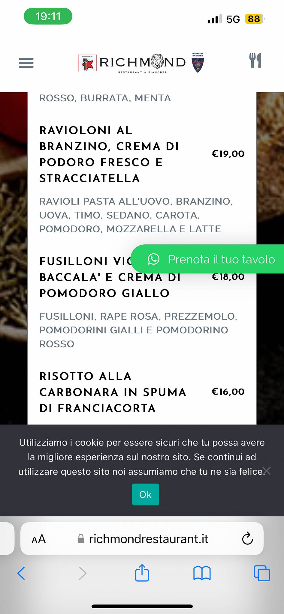 Menu de Richmond Restaurant