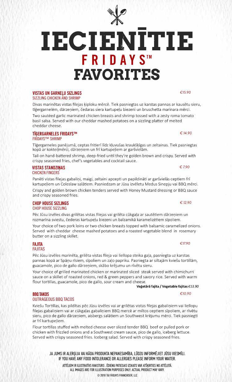 Menu de T.G.I. Friday's