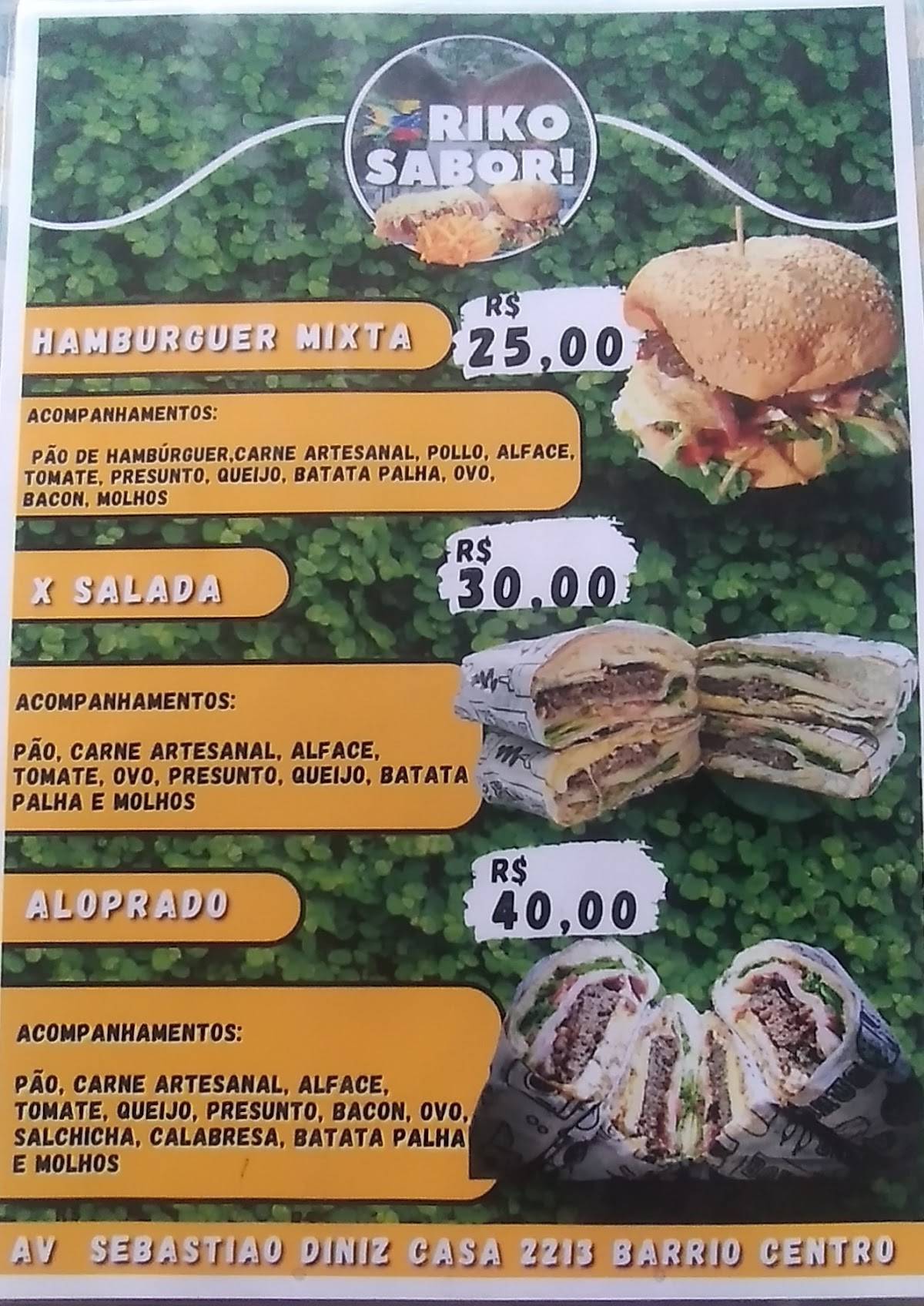 Riko Sabor cardápio