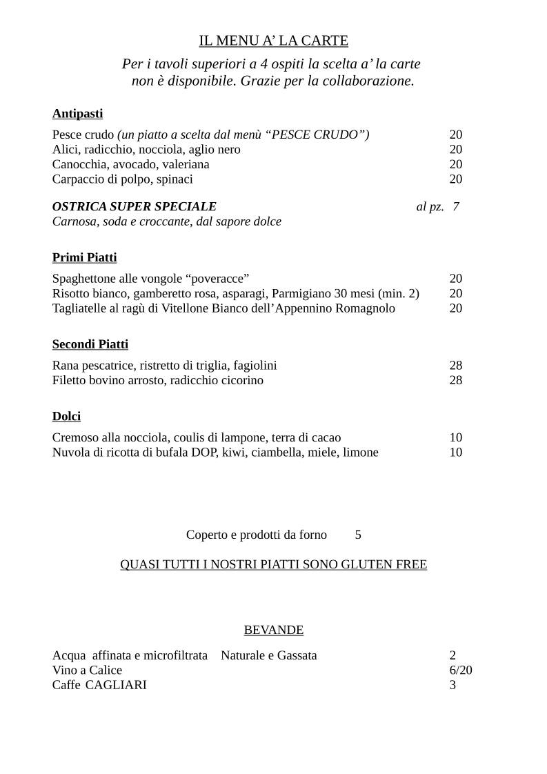 Menu di Casabrigandi - Ristorante Pesce - Centro Storico 