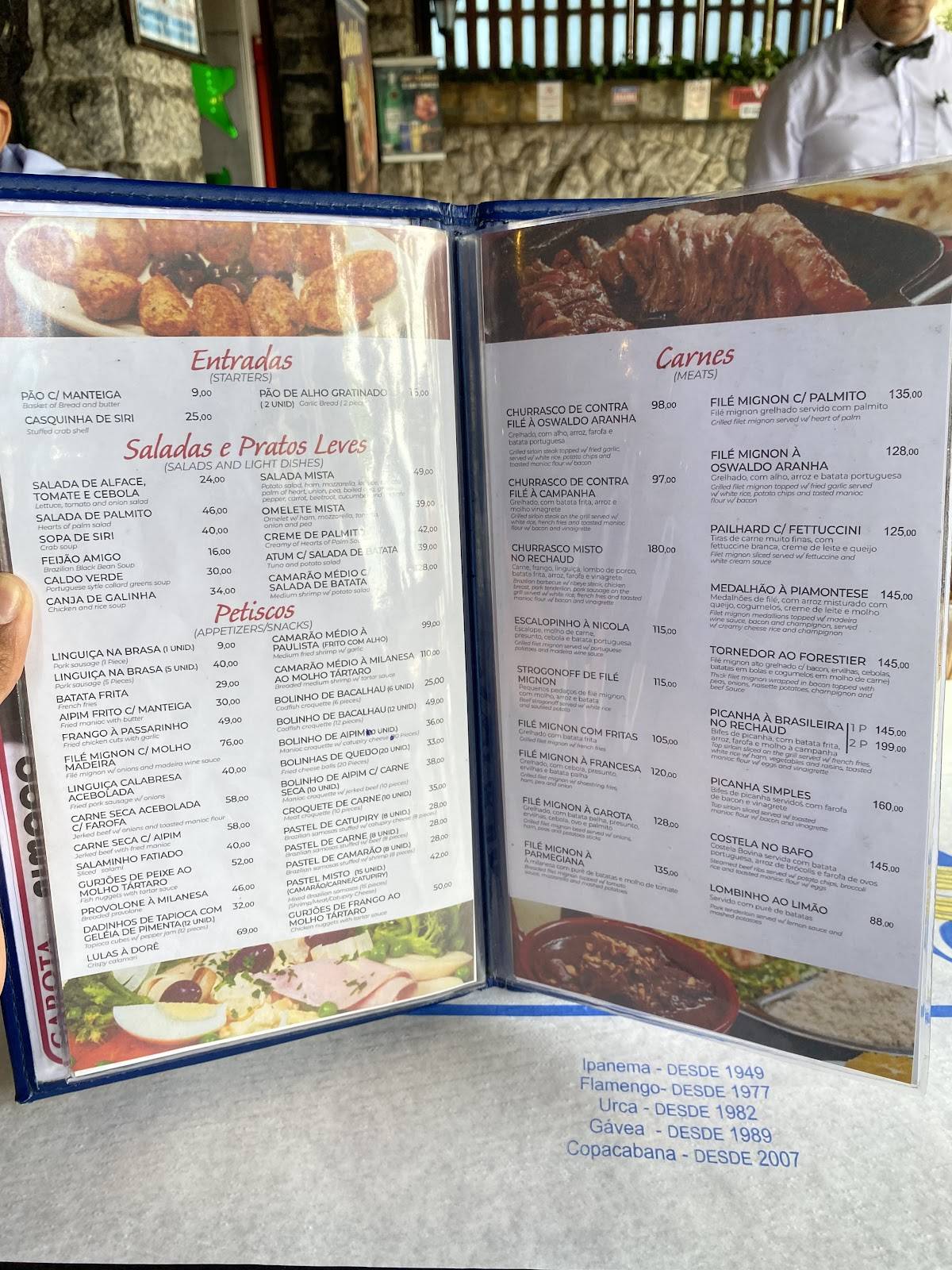 Restaurante e Bar Garota da Urca cardápio