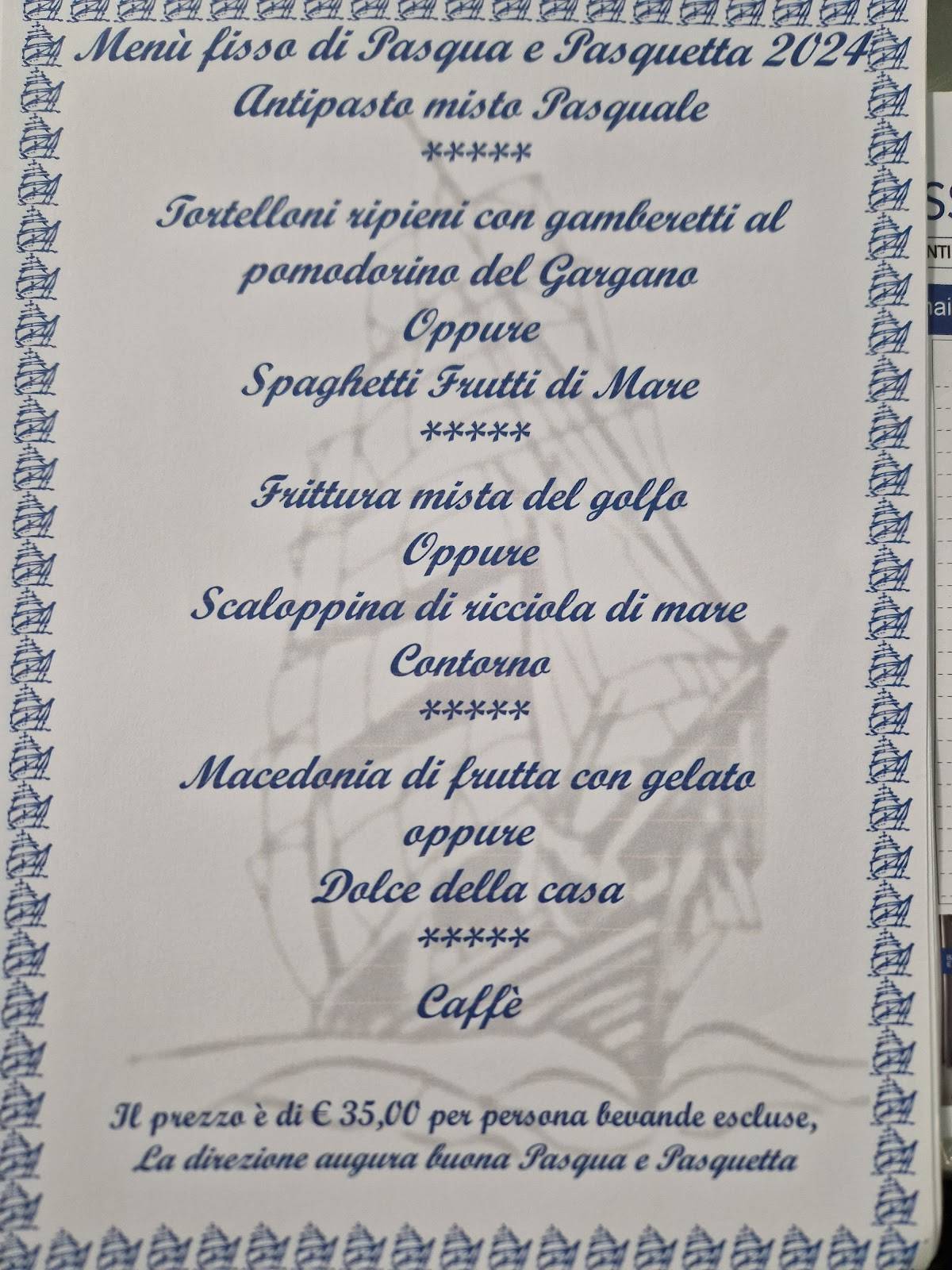 Menu di Ristorante Al Corsaro 