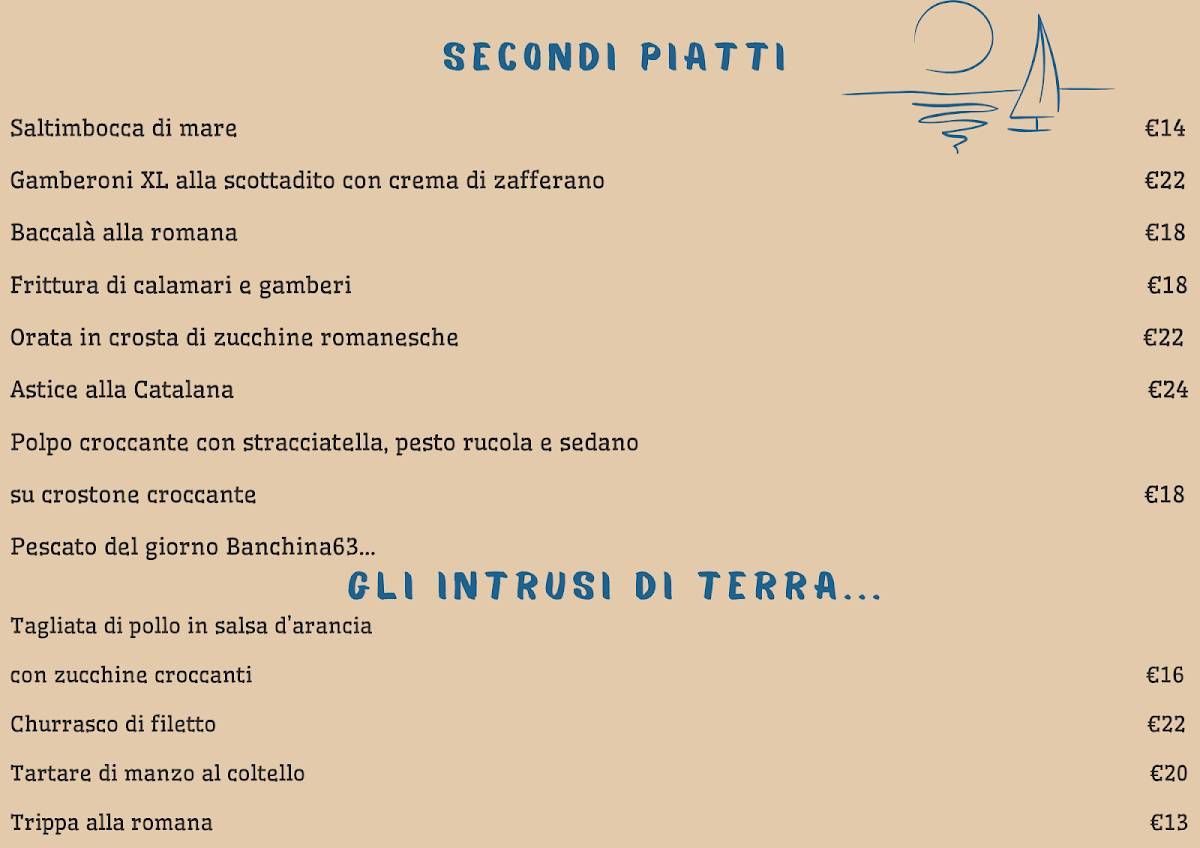 Menu di Ristorante Banchina 63 