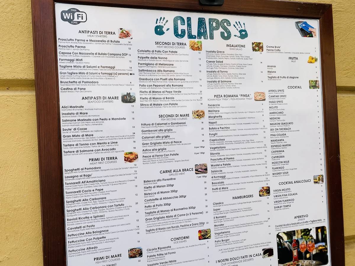 Menu di Ristorante Claps - Hamburgeria 