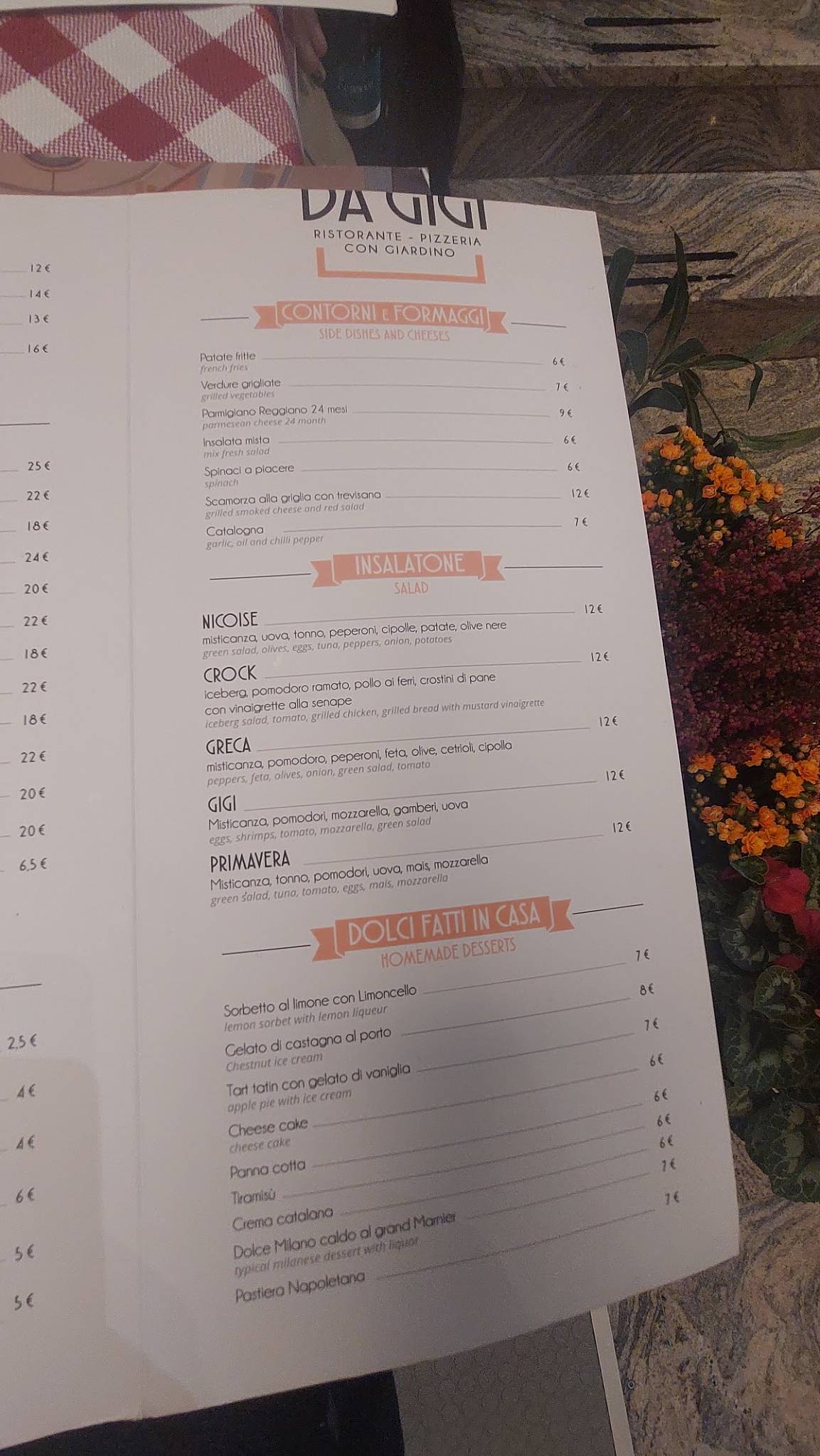 Menu di Ristorante Da Gigi 