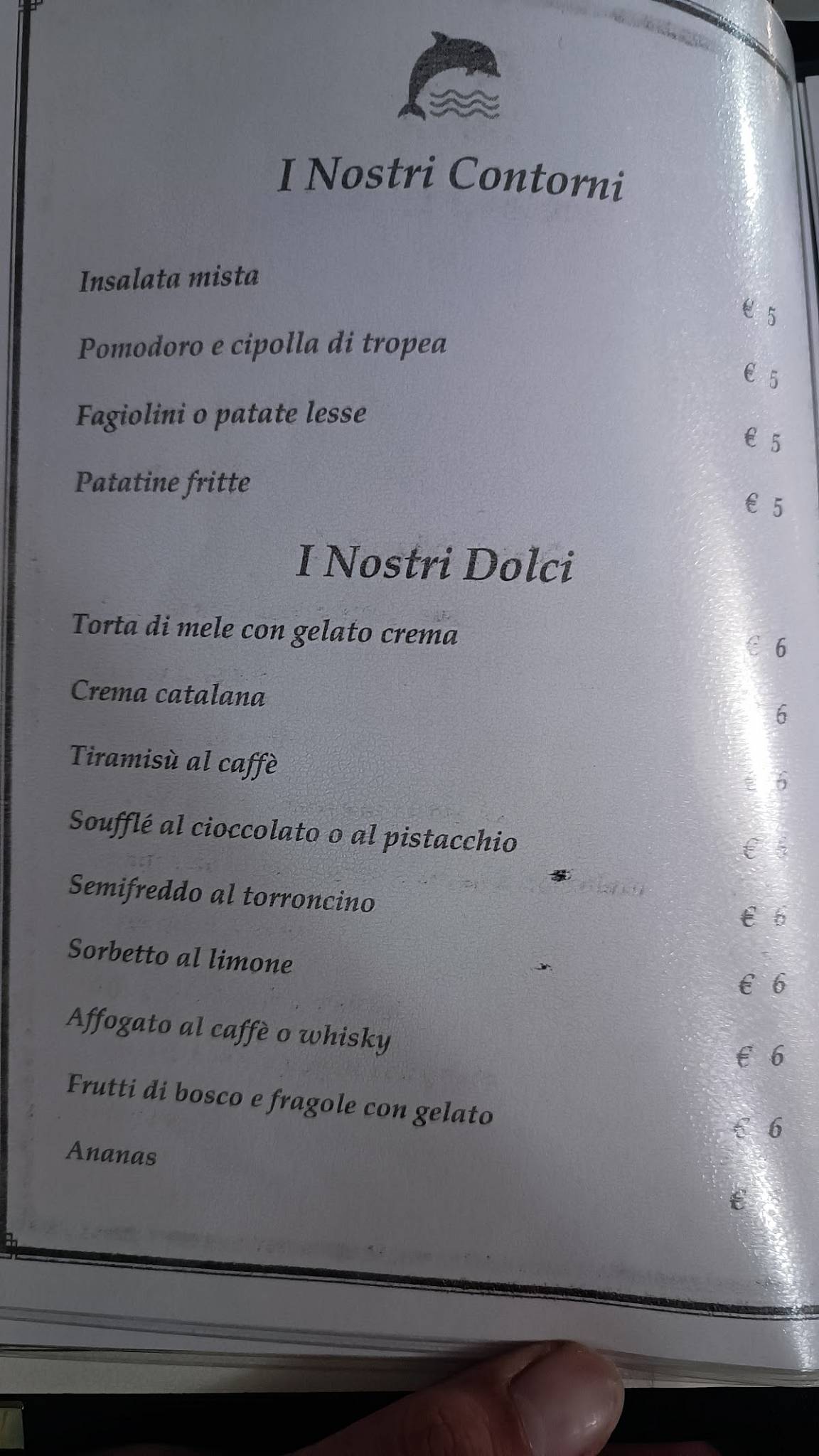 Menu di Ristorante IL Delfino Verde 
