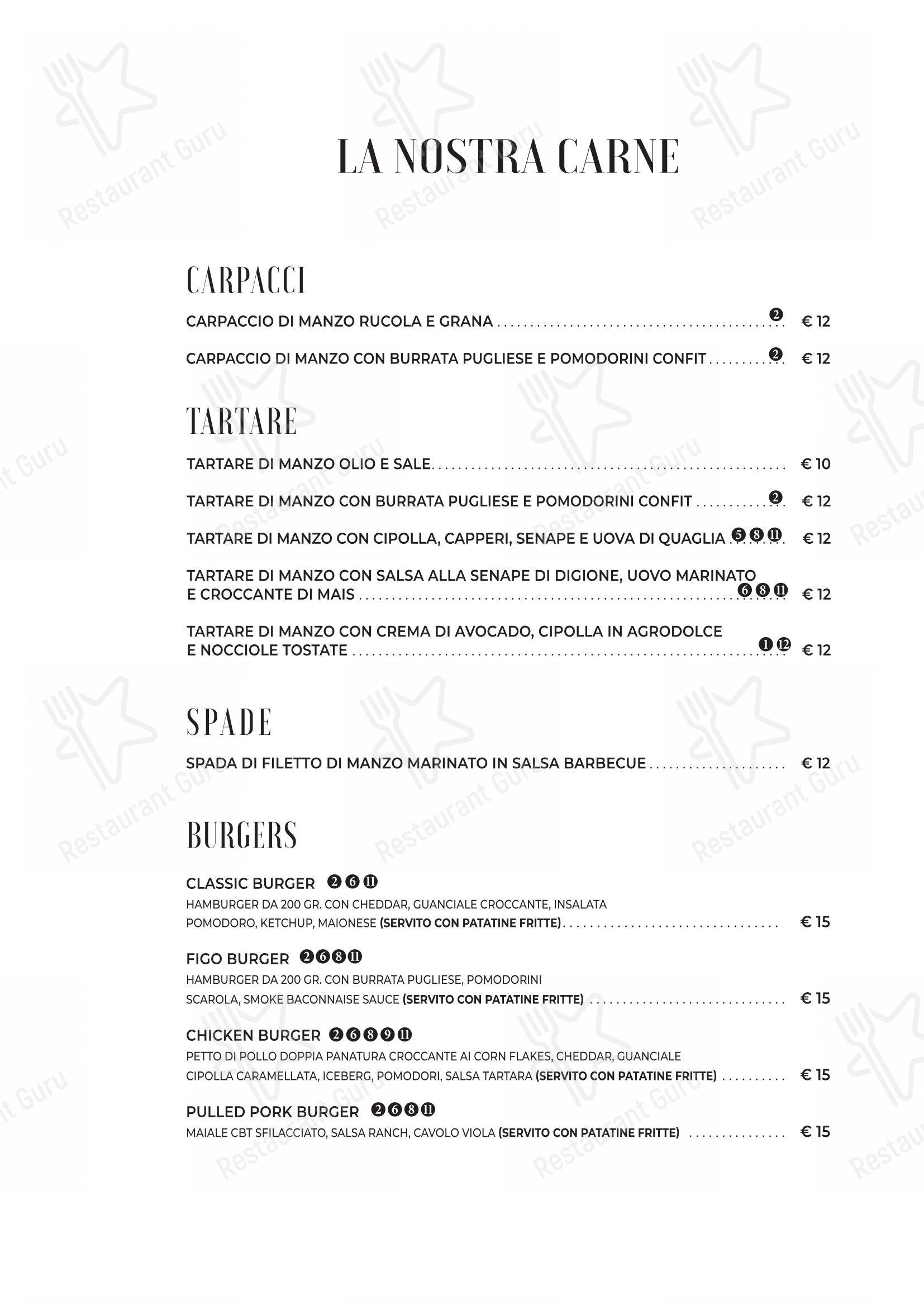 Menu per Ristorante Figo Nomentana ristorante