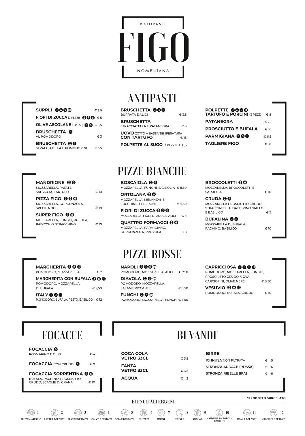 Menu di Ristorante Figo Nomentana 