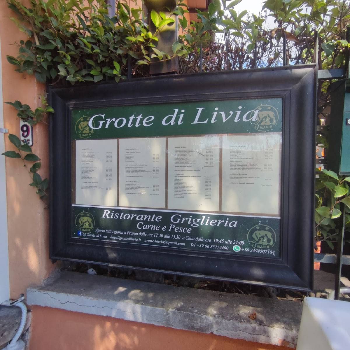 Menu di Le Grotte di Livia 