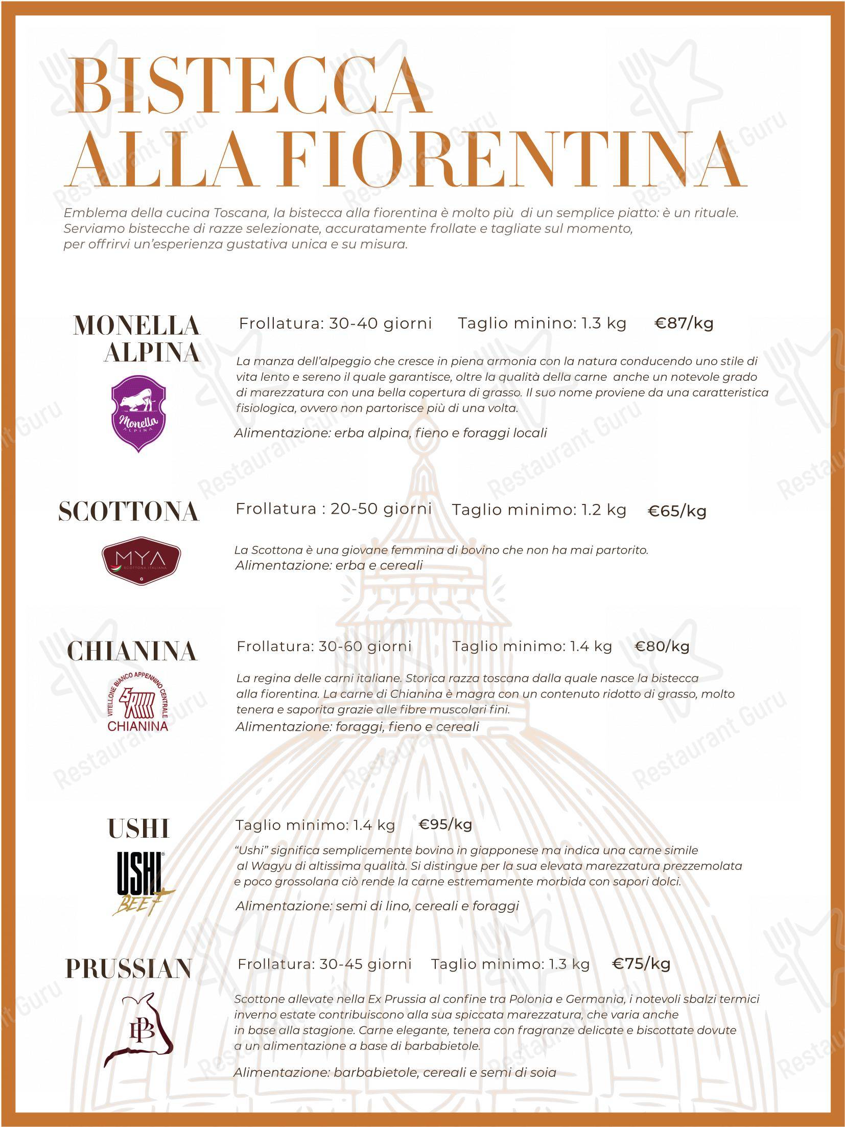 Ristorante IL VOLO Steakhouse in Firenze - Menu