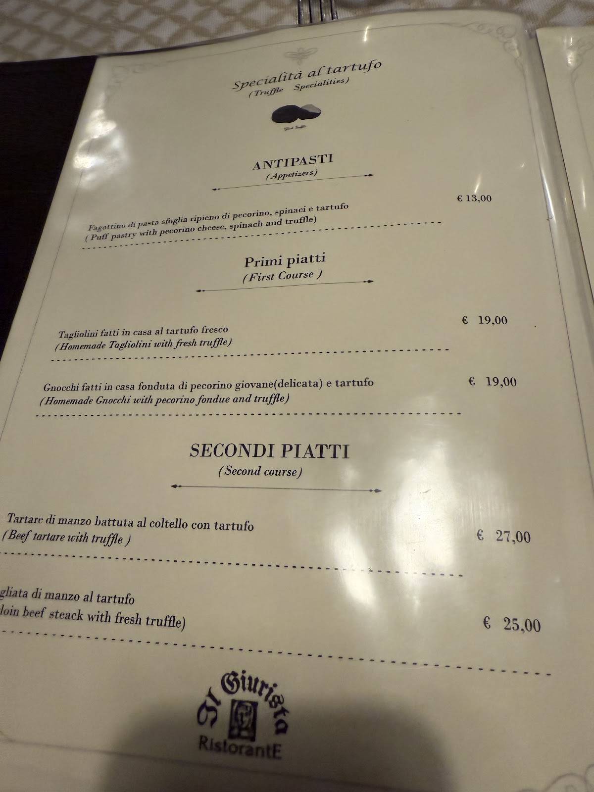 Menu di Ristorante Il Giurista 