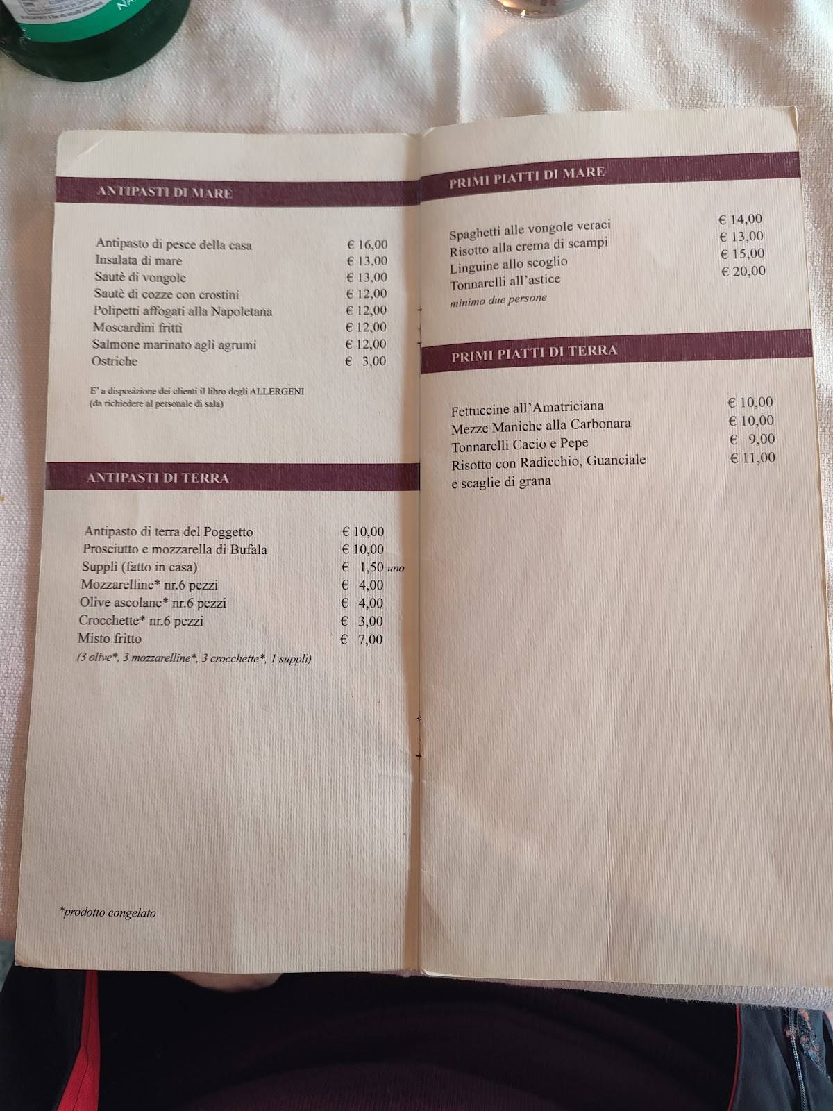 Menu di Ristorante Il Poggetto 