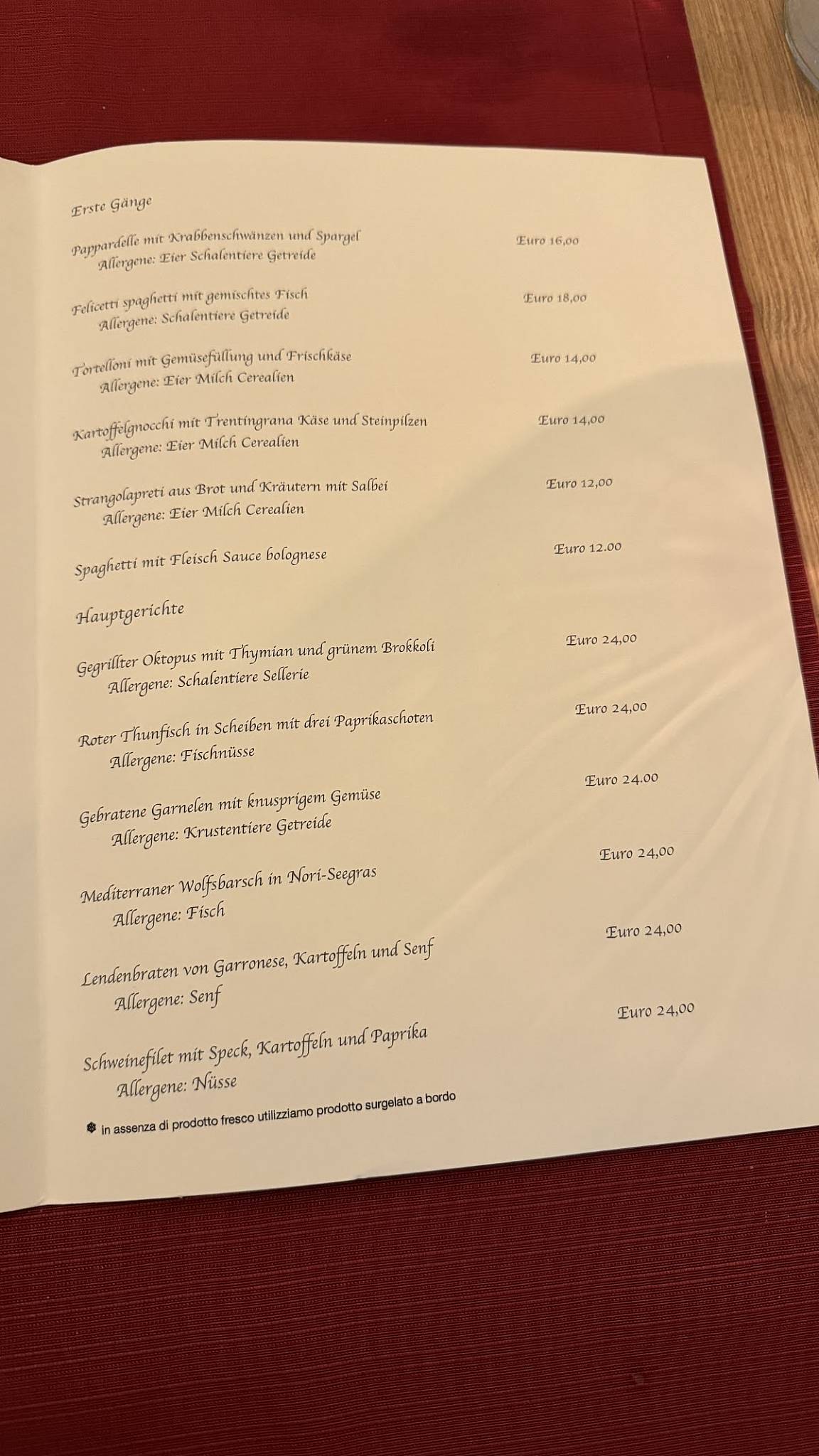 Menu di Ristorante Il Ritratto di Aldo Tiboni 