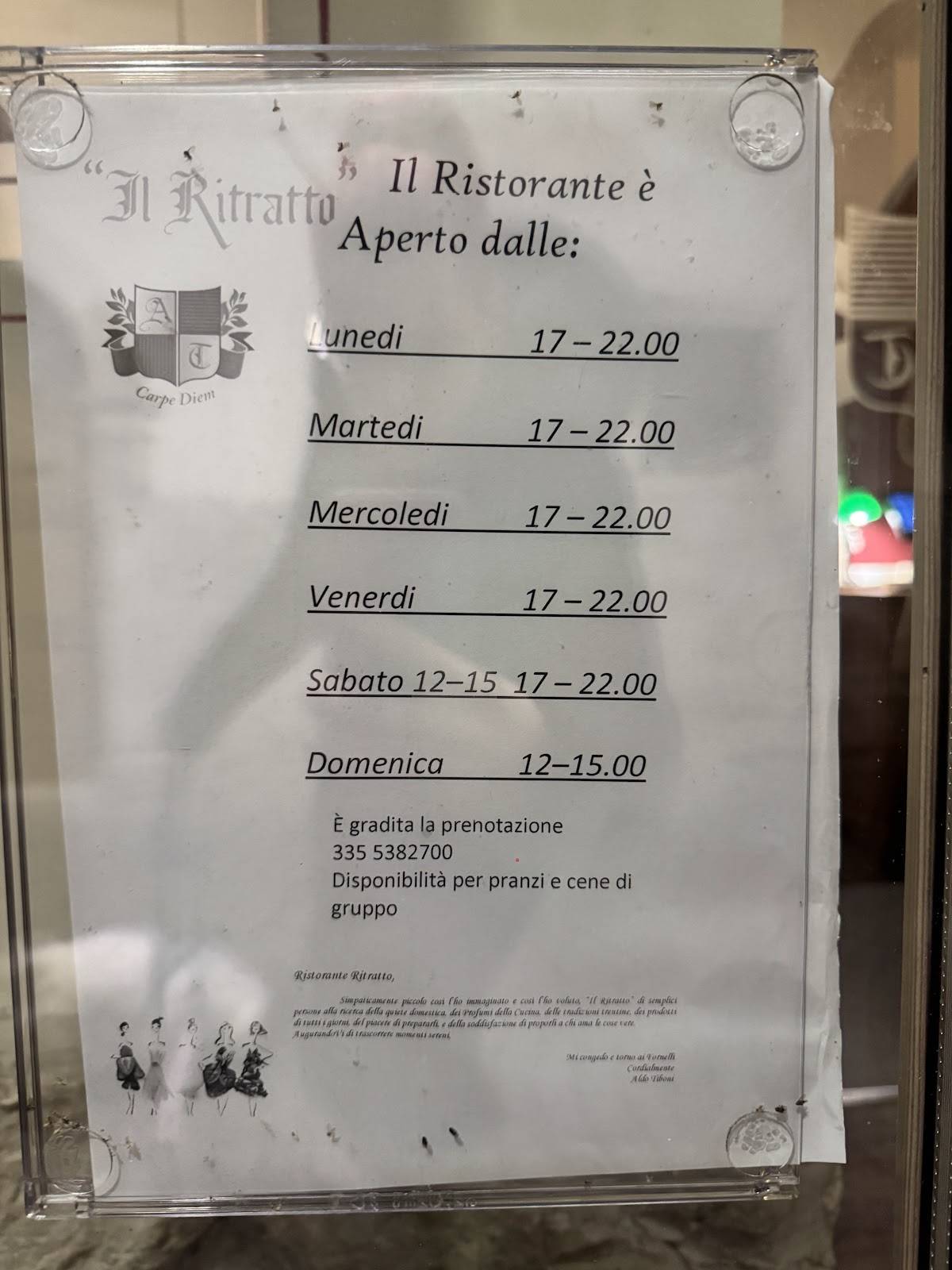 Menu de Ristorante Il Ritratto di Aldo Tiboni