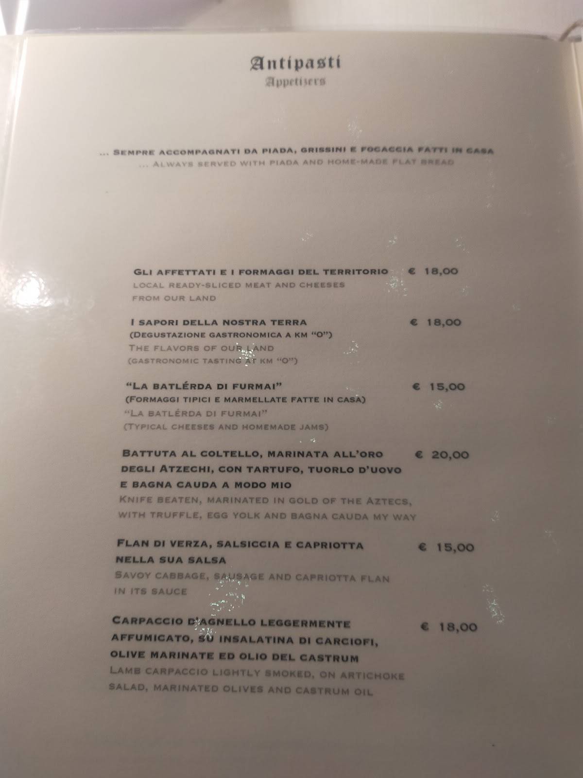 Menu di Ristorante La Rocca 