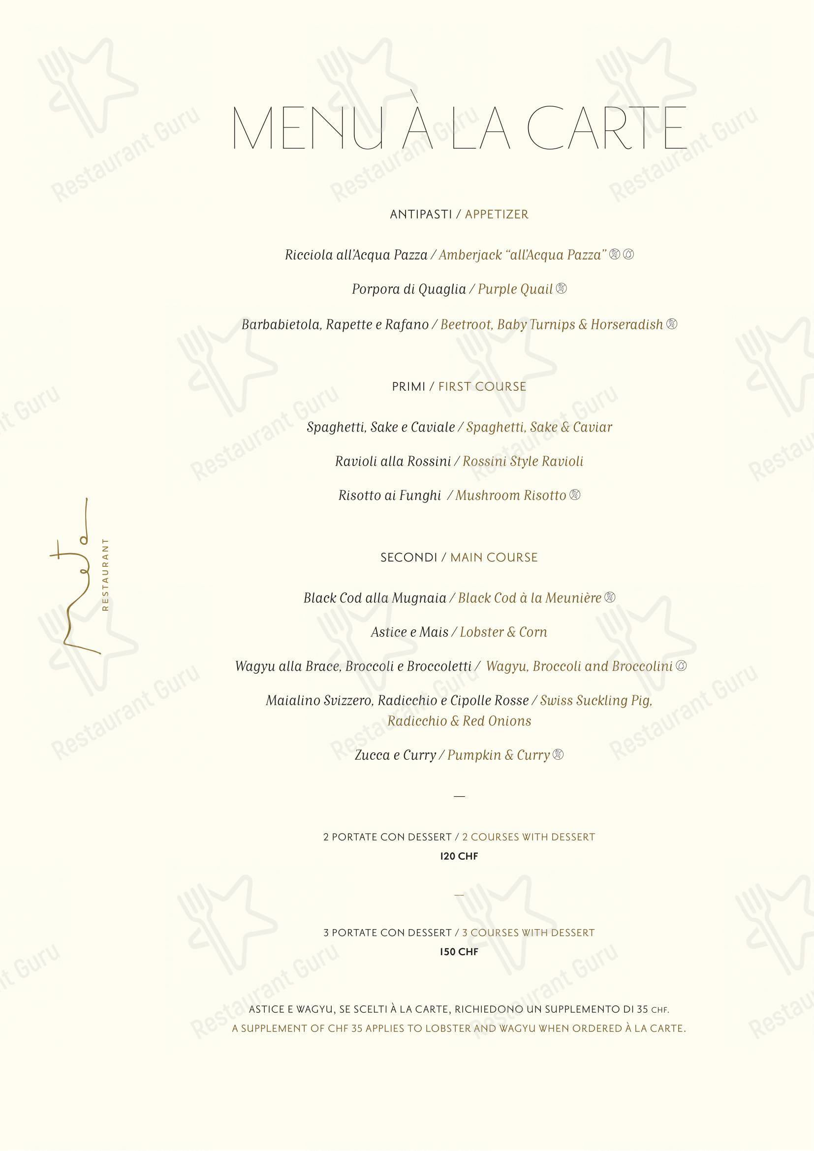 Ristorante META in Lugano - Menu