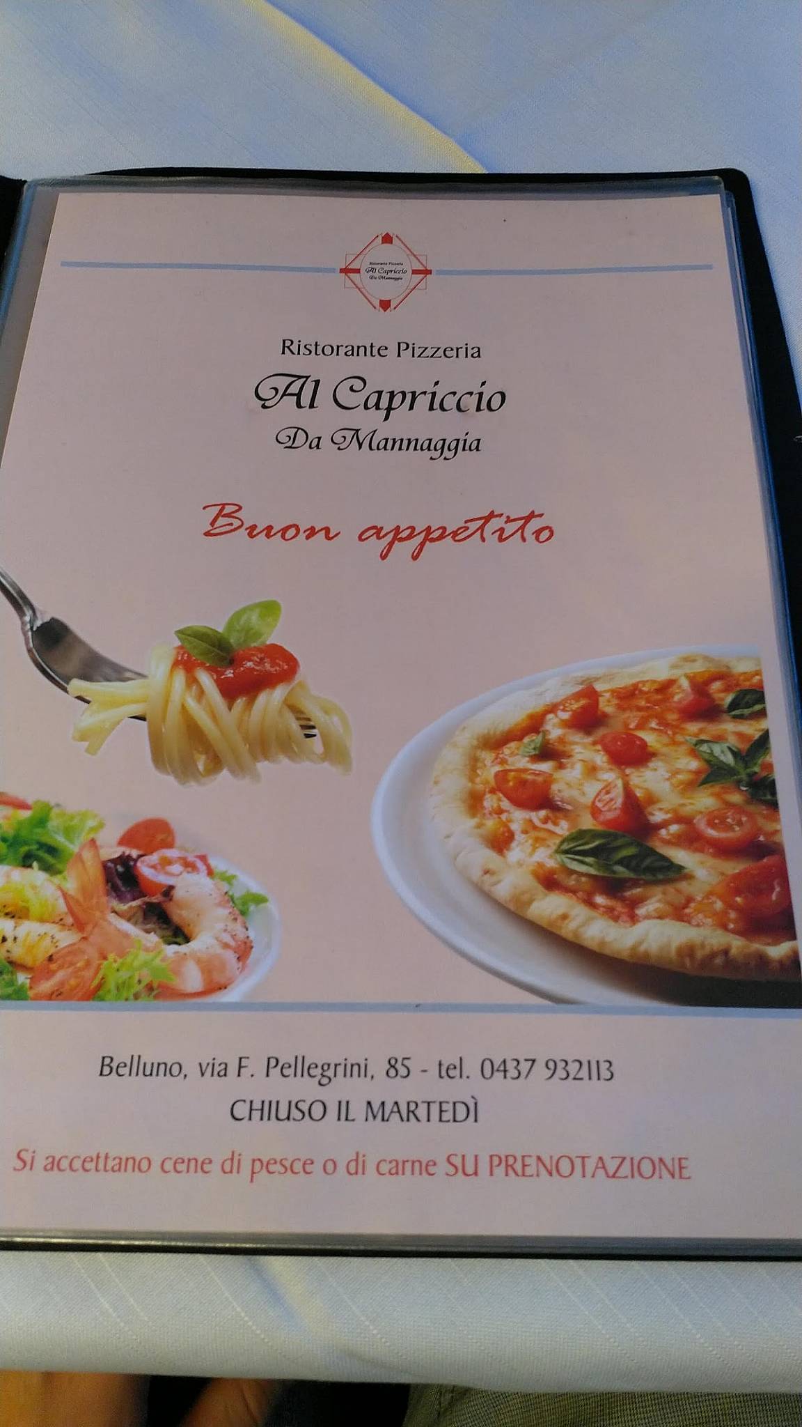 Menu di Ristorante Pizzeria Al Capriccio Da Mannaggia 