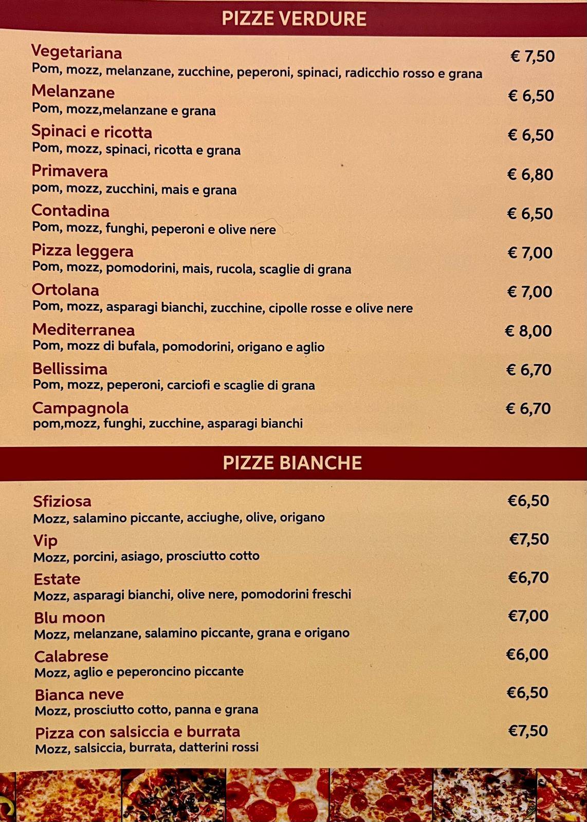 Menu di Pizzeria Ristorante alla Mostra 