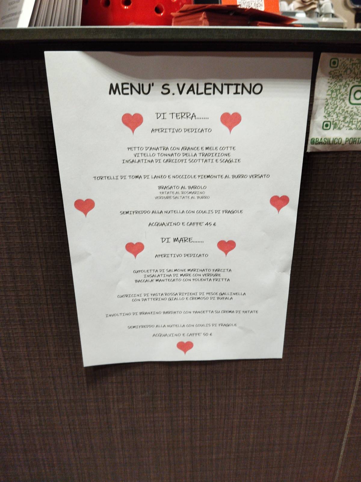 Menu di Ristorante Pizzeria Il Basilico 