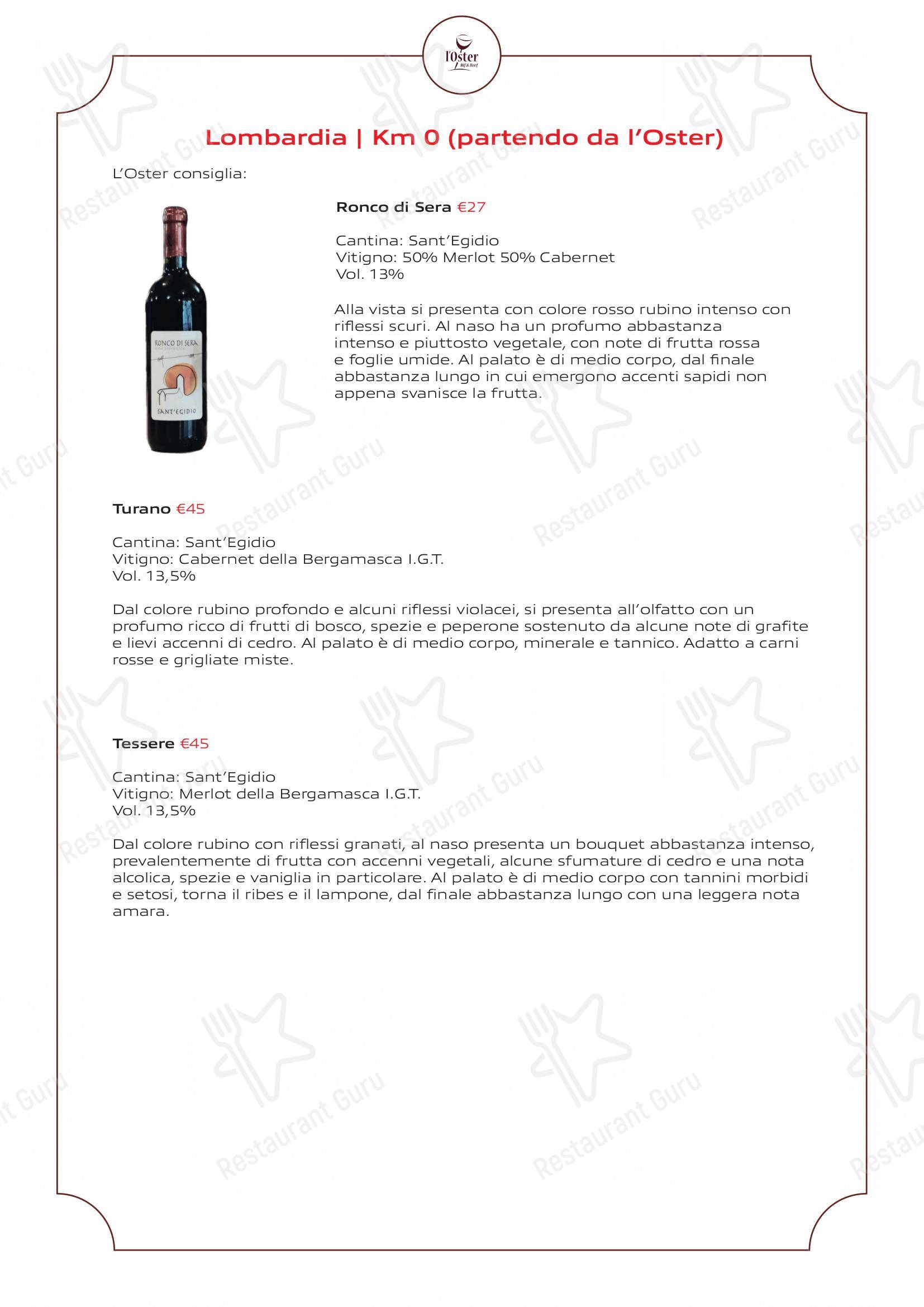 Крафт меню per L'Oster Bif & Beef Restaurant ristorante