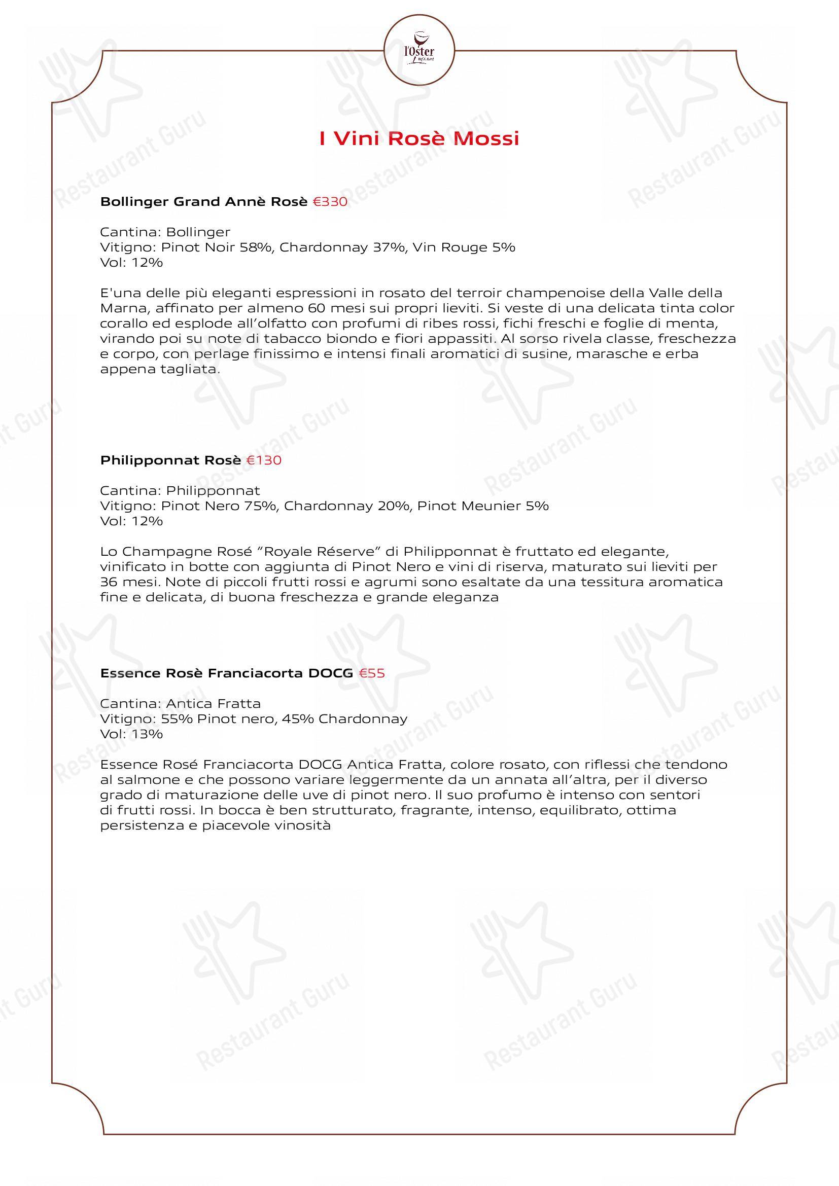 Основное меню per L'Oster Bif & Beef Restaurant ristorante