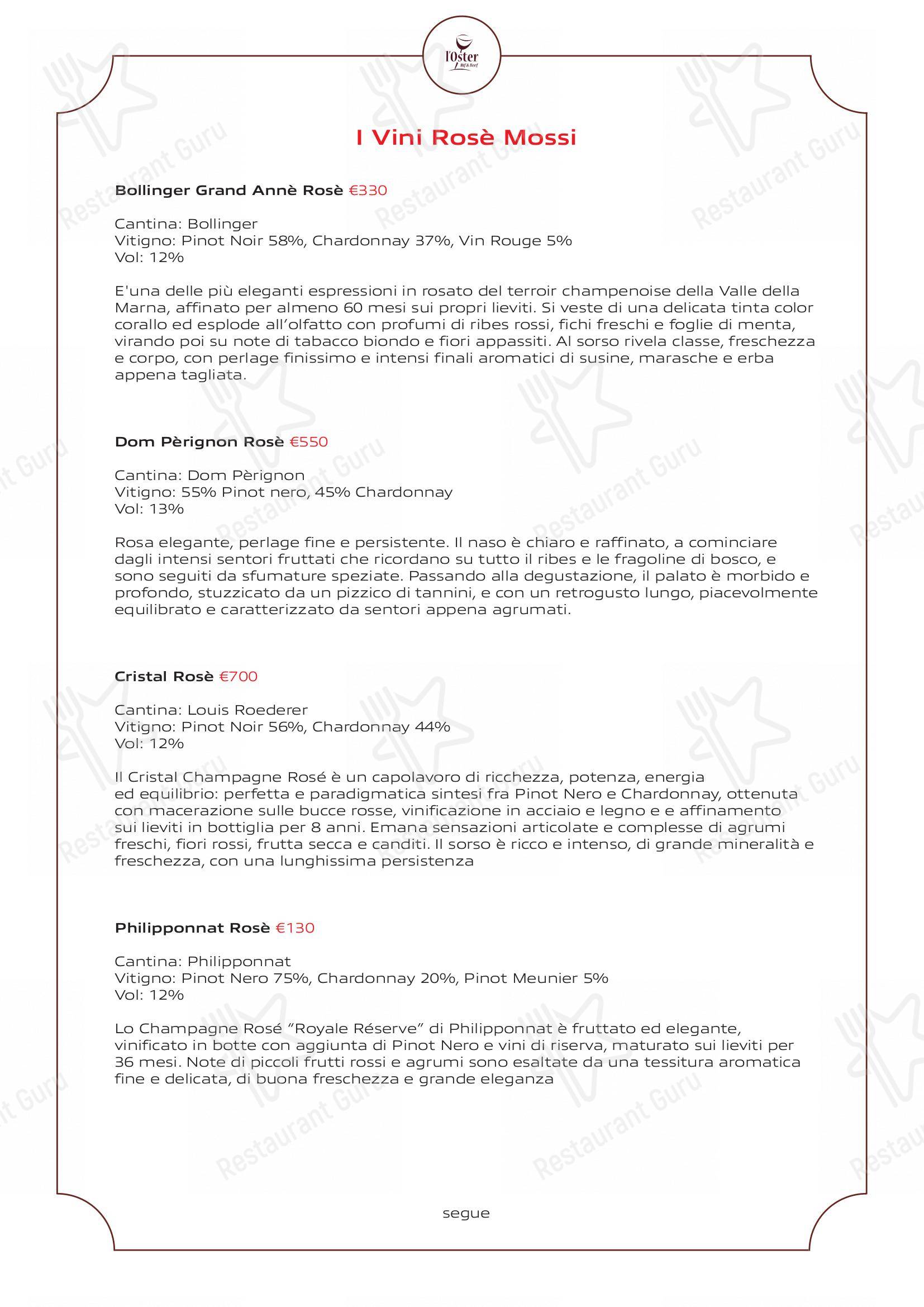 Крафт меню per L'Oster Bif & Beef Restaurant ristorante