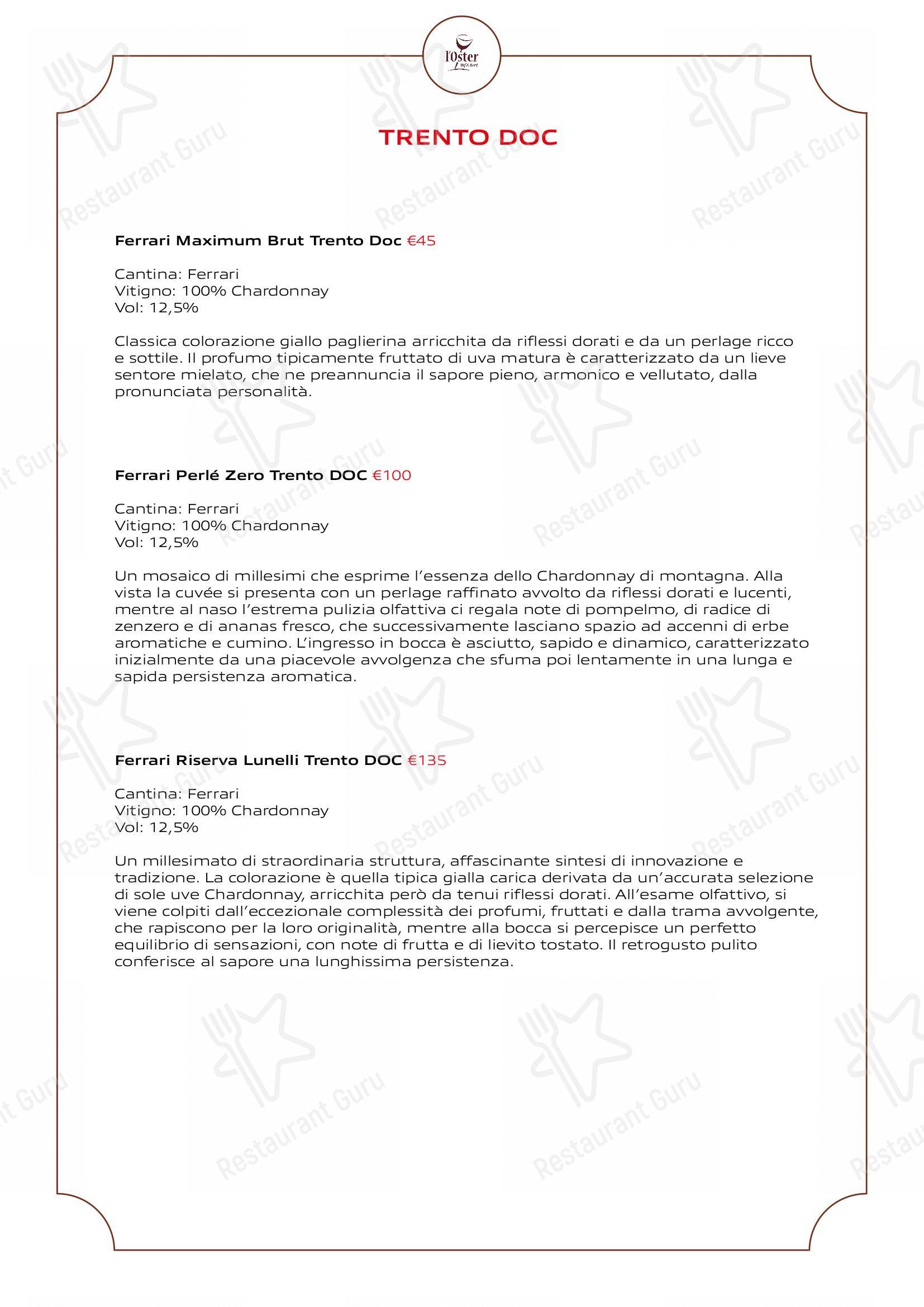 Menu di L'Oster Bif & Beef Restaurant - Основное меню