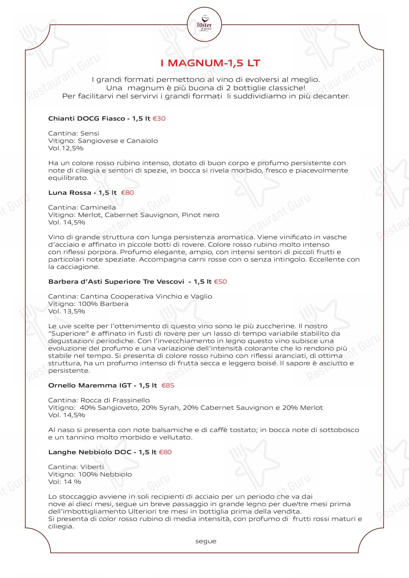 Крафт меню per L'Oster Bif & Beef Restaurant ristorante