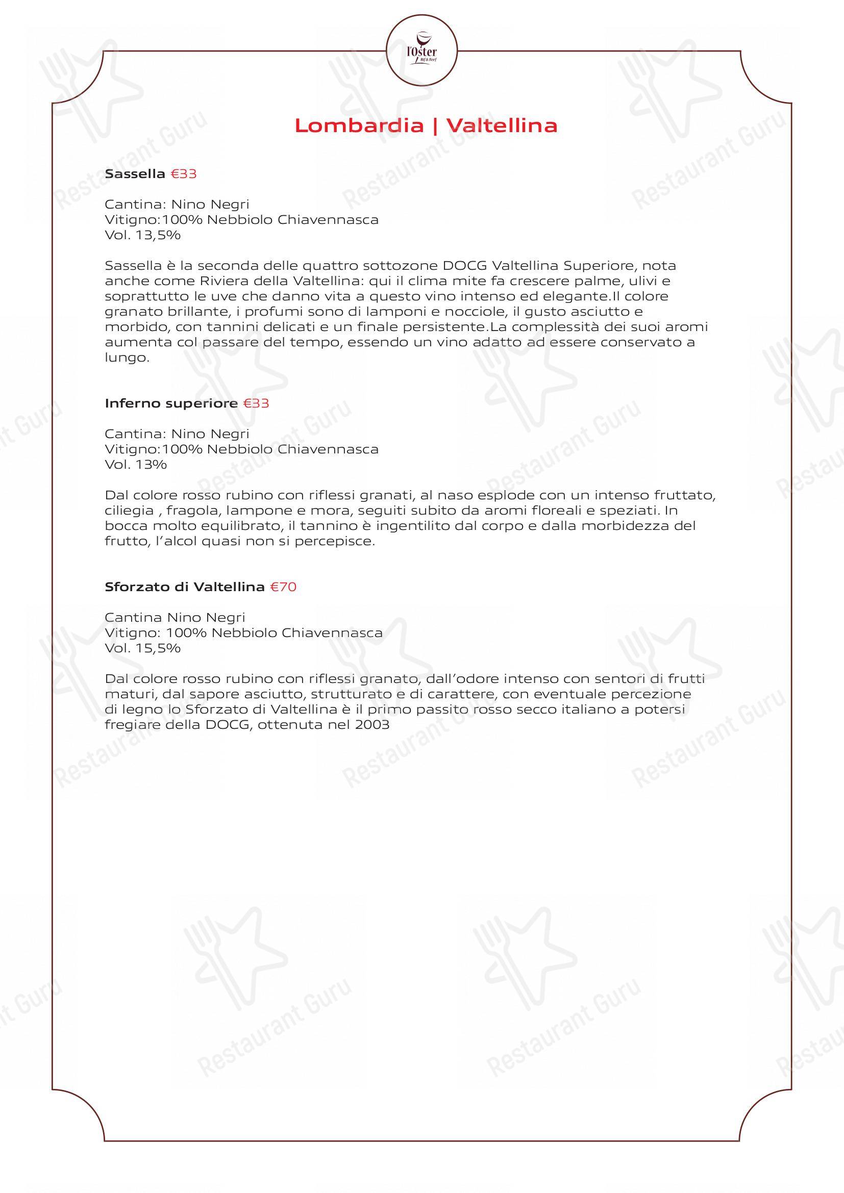 Menu di L'Oster Bif & Beef Restaurant - Крафт меню