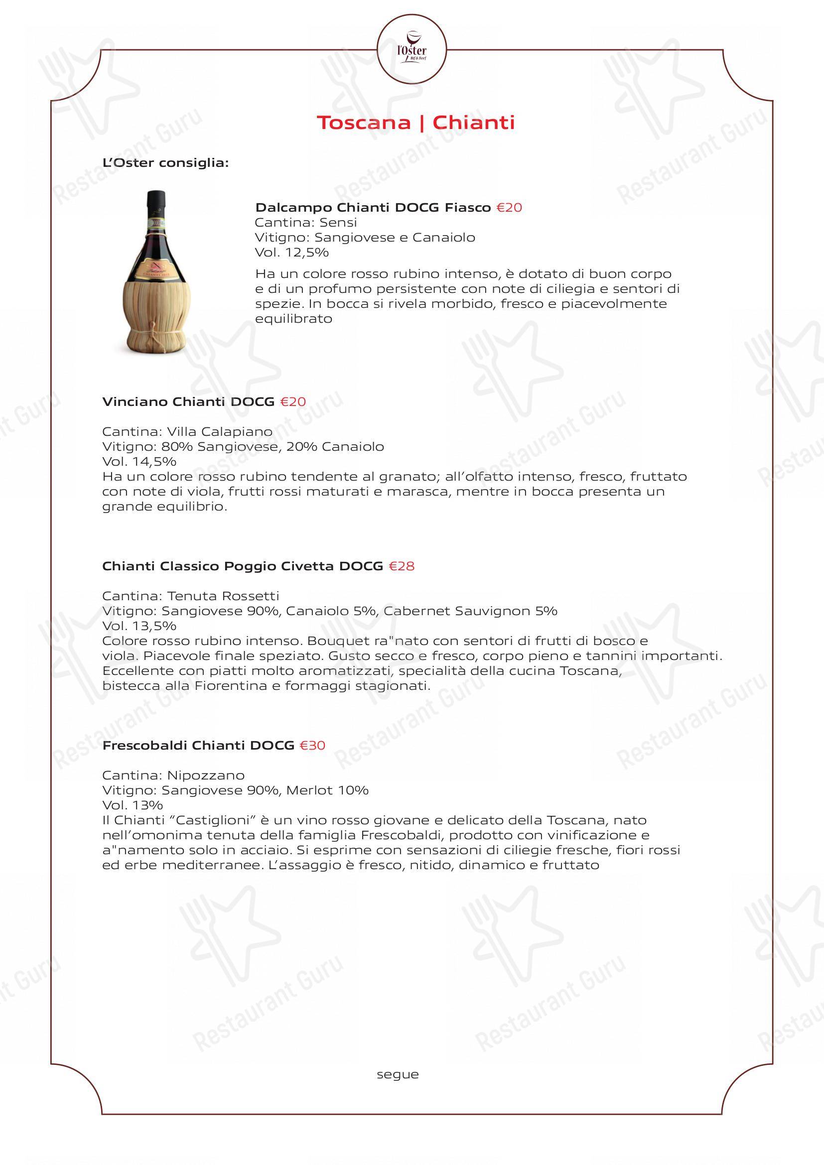 L'Oster Bif & Beef Restaurant in Grassobbio - Крафт меню