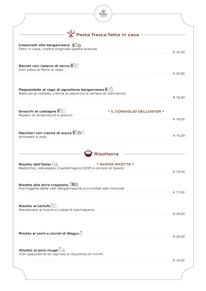 Menu di Ristorante - Pizzeria L'Oster Bif & Beef 