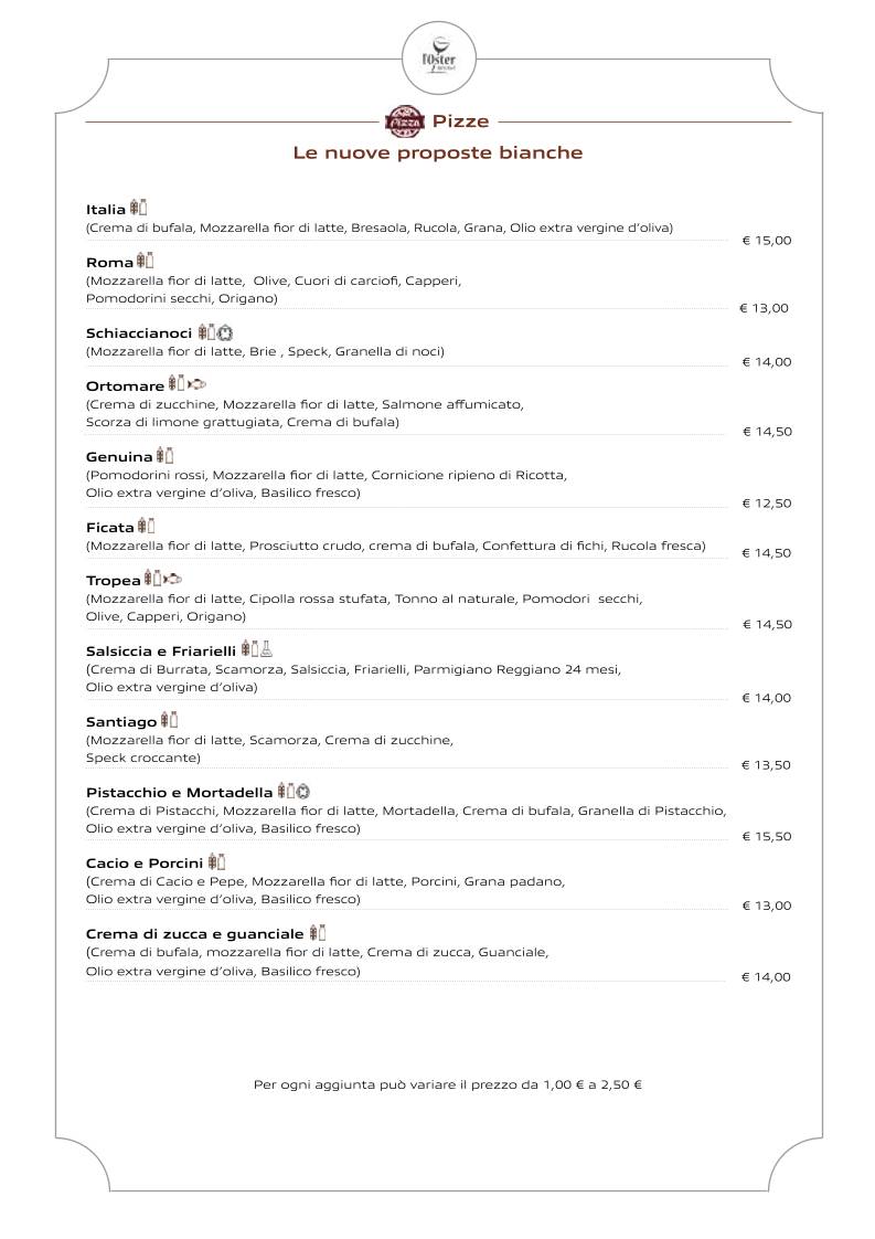 Menu di Ristorante - Pizzeria L'Oster Bif & Beef 