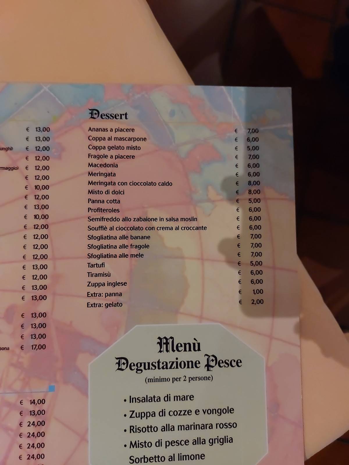 Menu di Ristorante Pizzeria La Bussola Lido delle Nazioni 