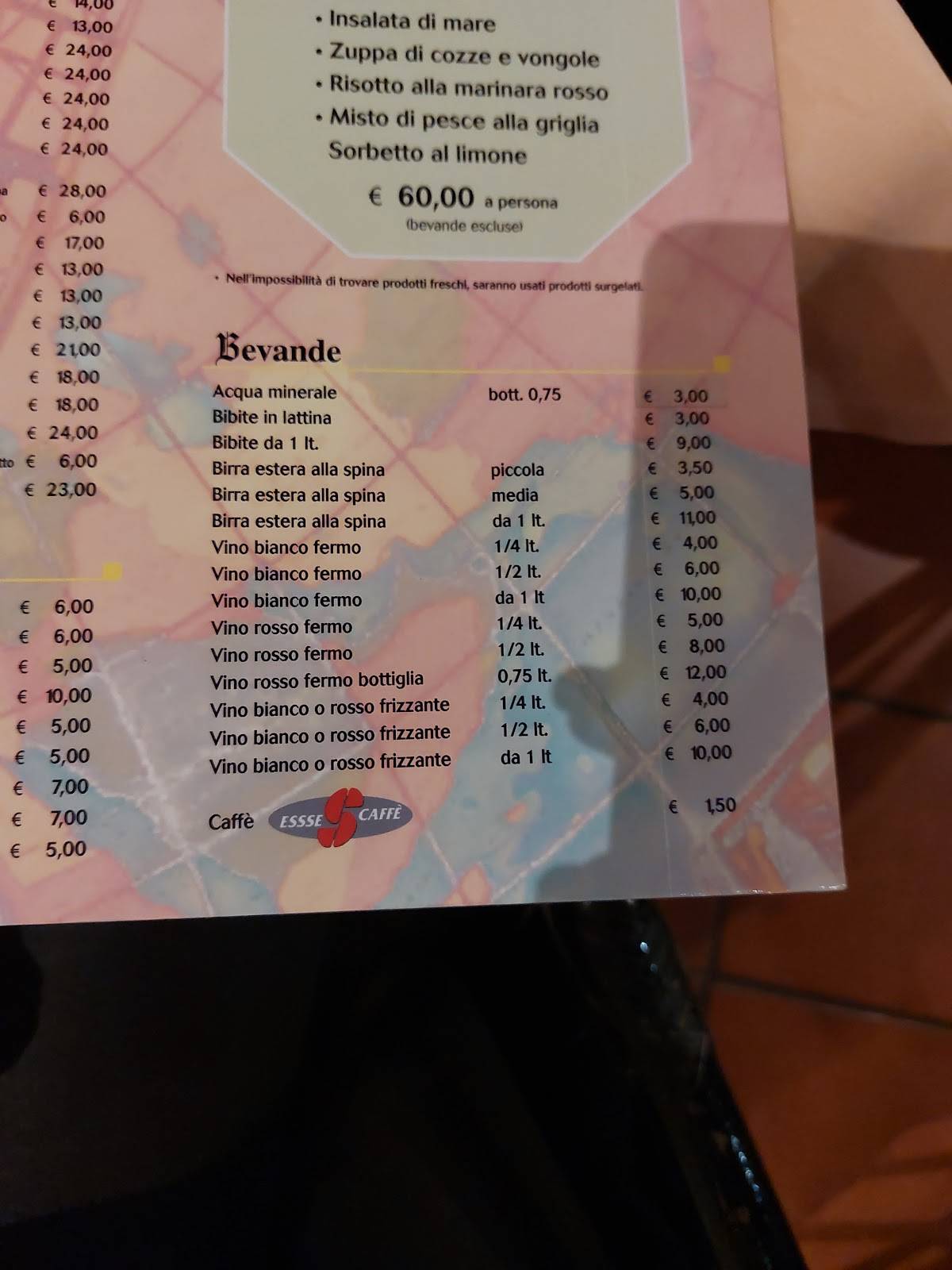 Menu di Ristorante Pizzeria La Bussola Lido delle Nazioni 