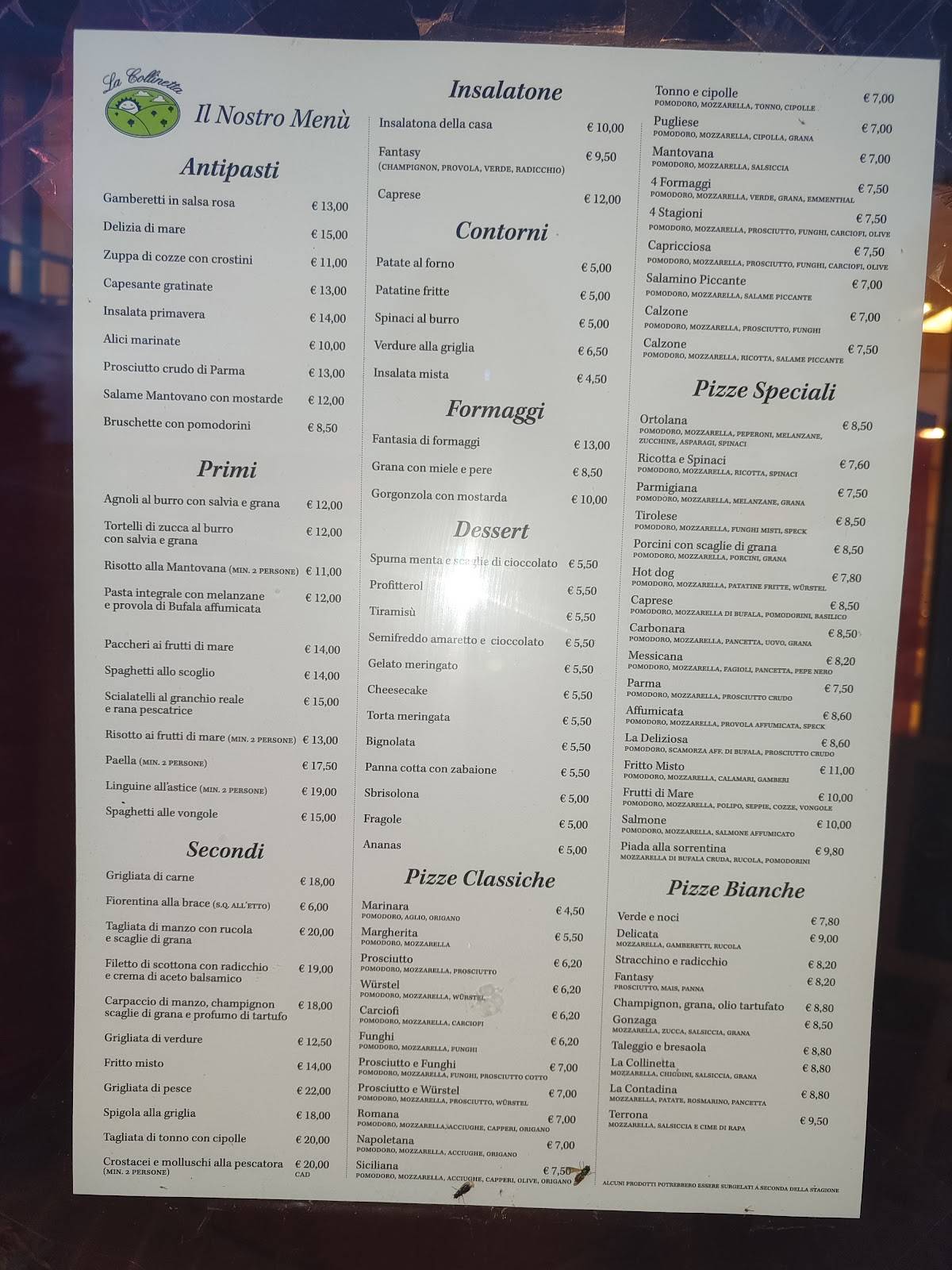 Menu di Ristorante Pizzeria La Collinetta 